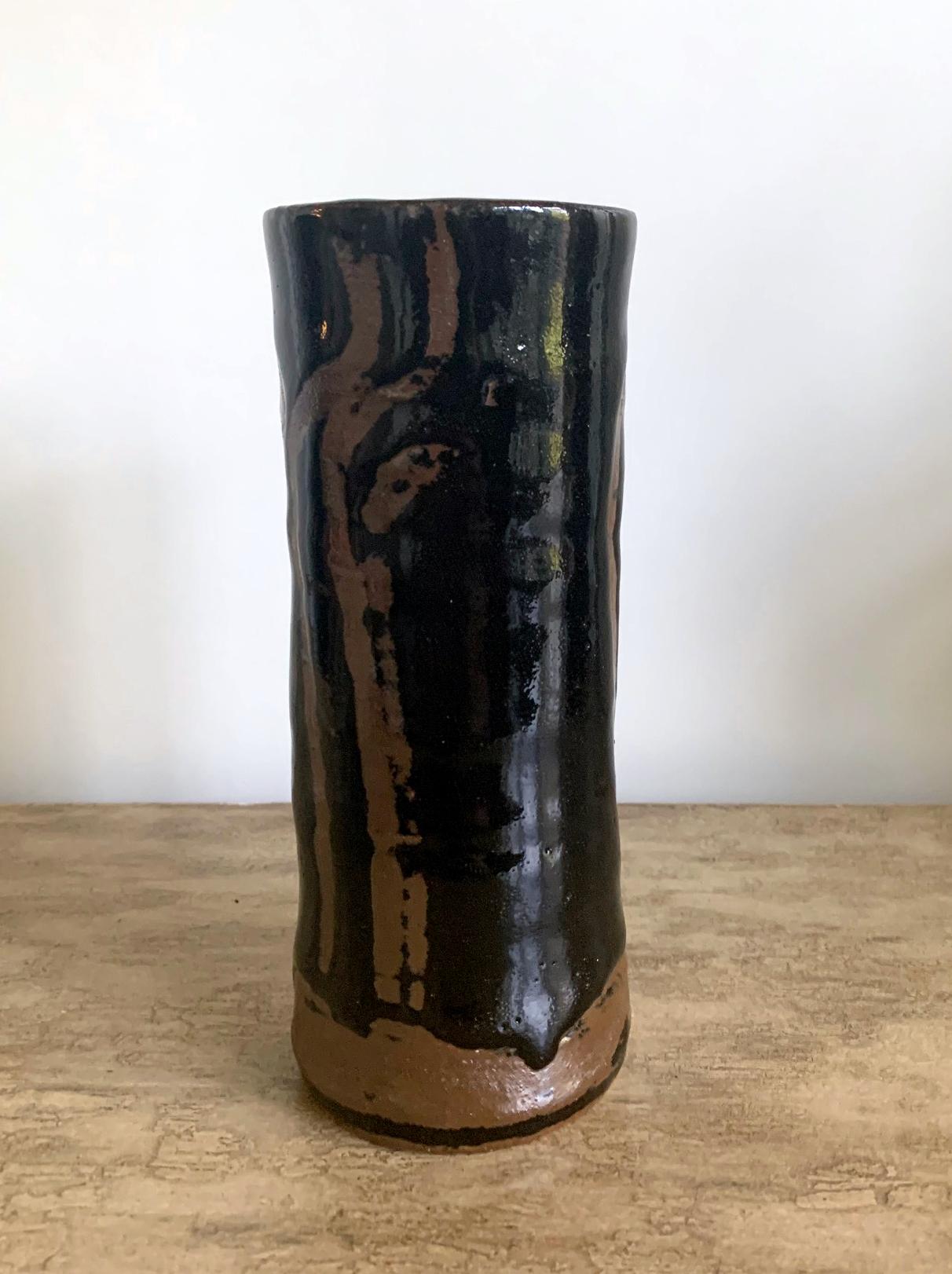 Arts and Crafts Japanese Ceramic Vase Mingei Style Hamada Shoji For Sale
