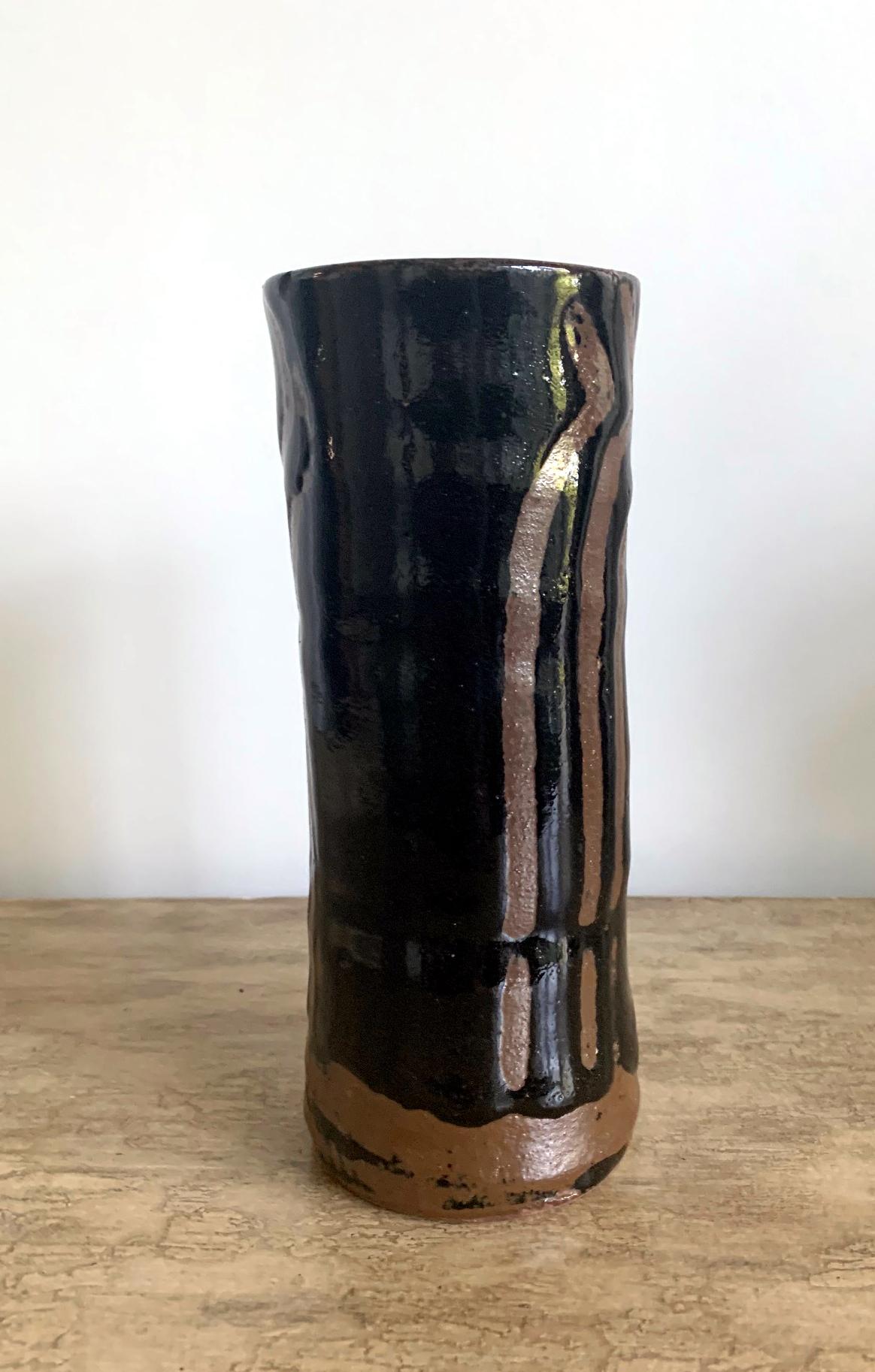 Japanese Ceramic Vase Mingei Style Hamada Shoji In Good Condition For Sale In Atlanta, GA