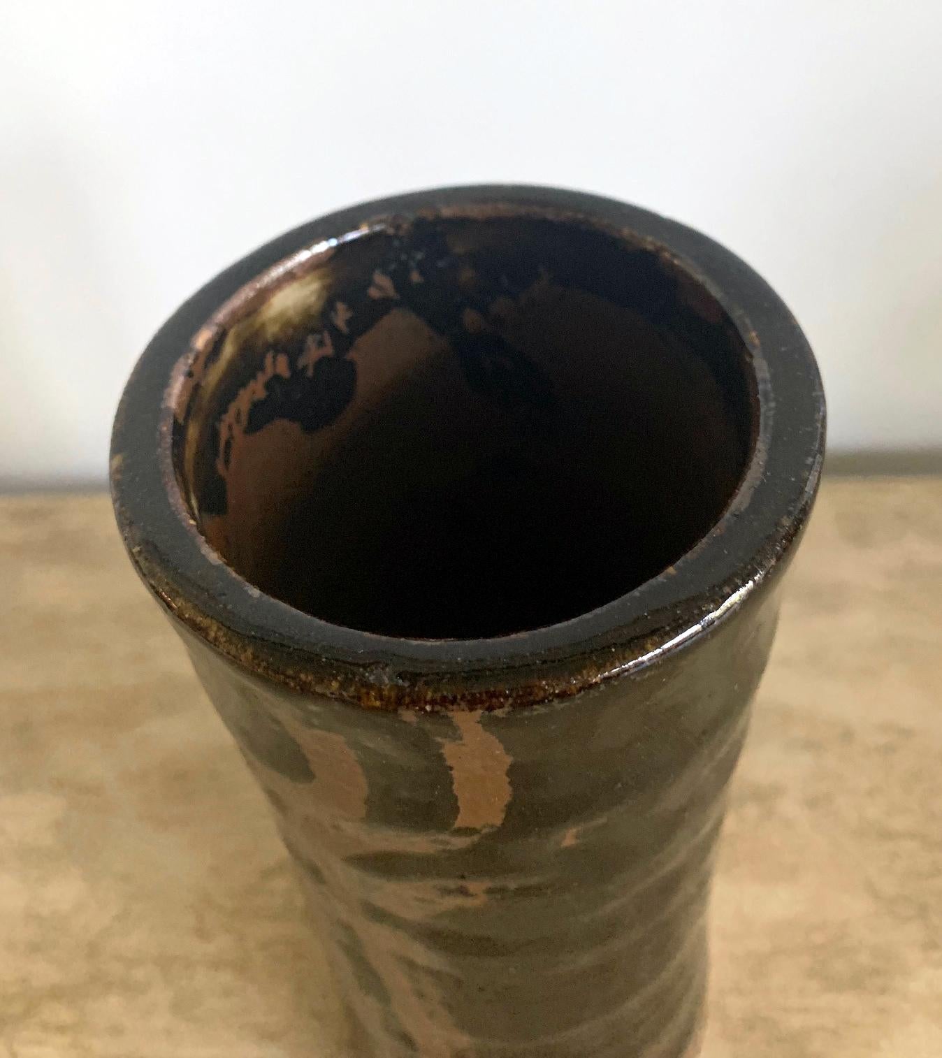 20th Century Japanese Ceramic Vase Mingei Style Hamada Shoji For Sale