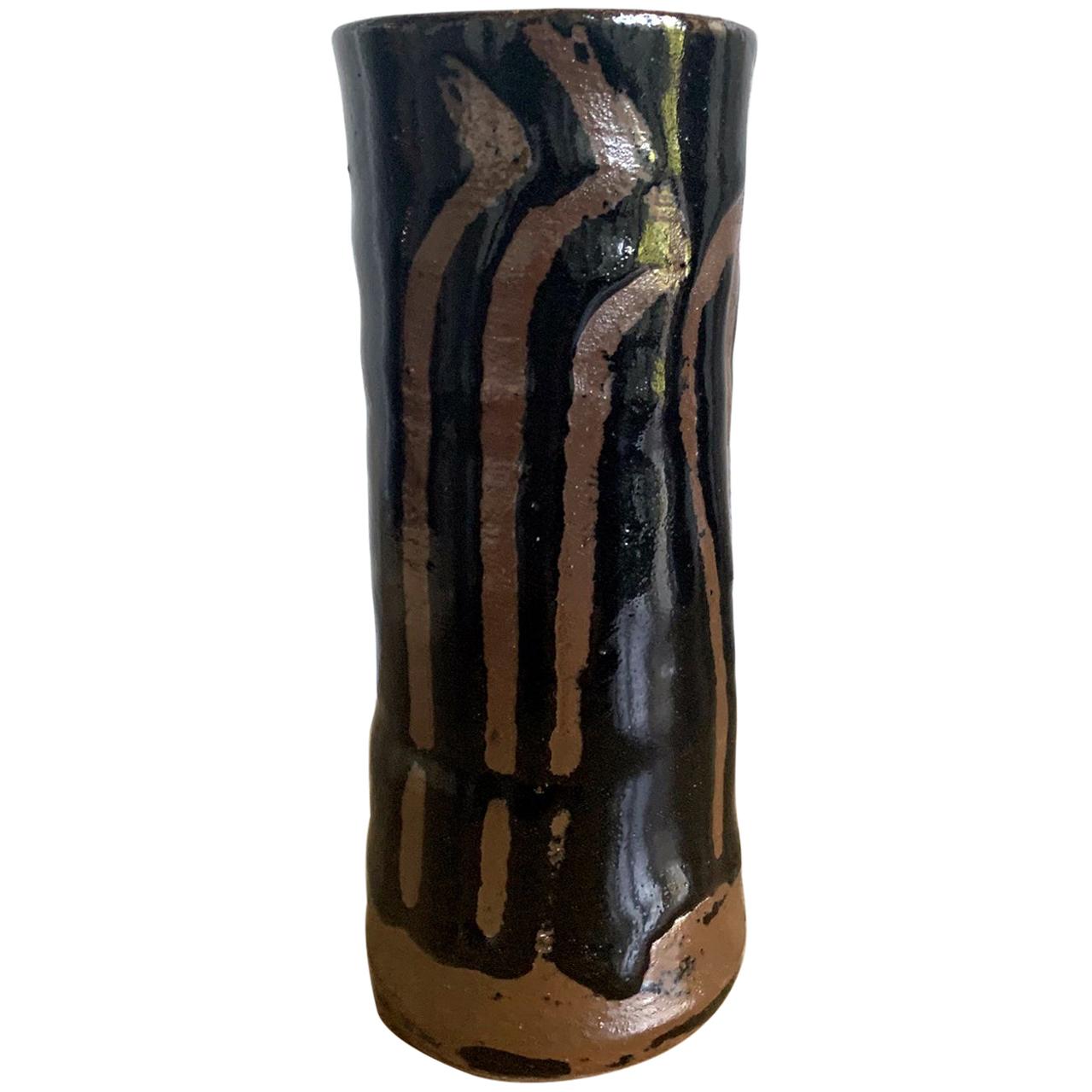 Japanese Ceramic Vase Mingei Style Hamada Shoji For Sale