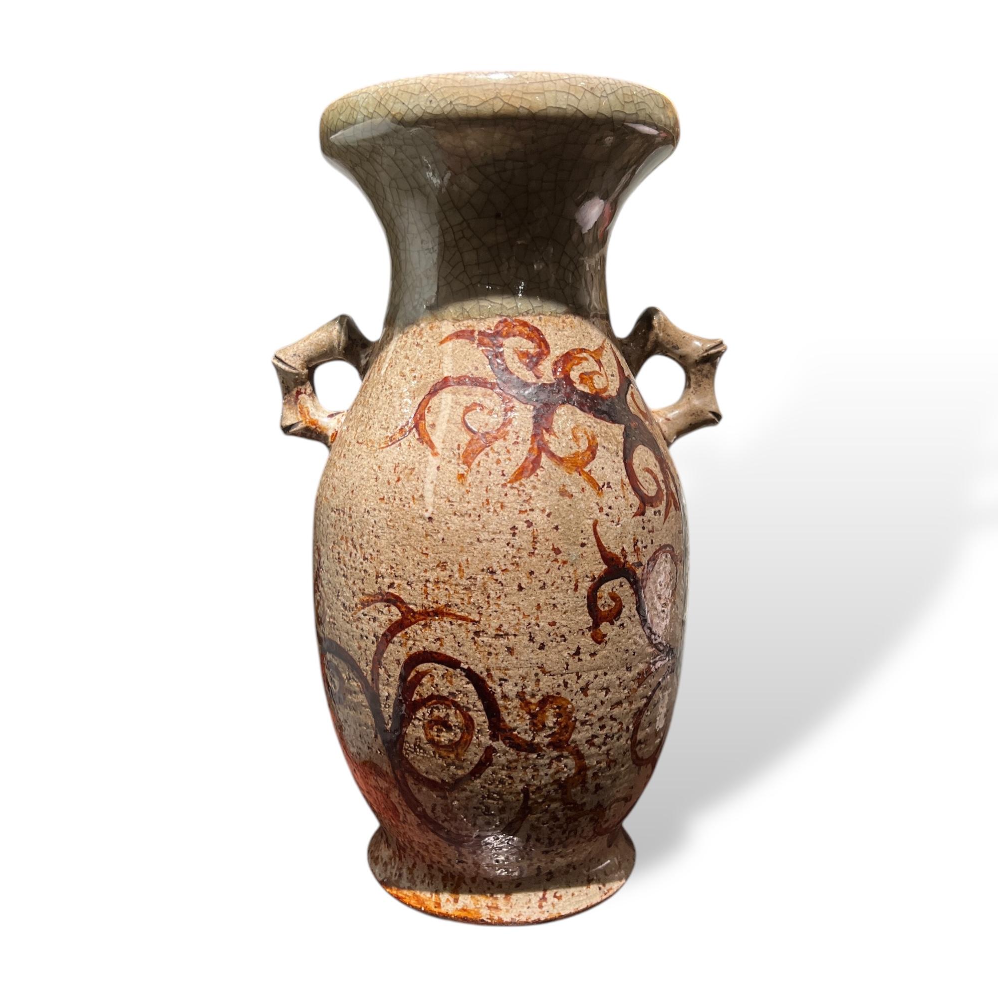 Dipinto a mano Vaso in ceramica giapponese con cavalli, Somayaki, Giappone, 1830 circa in vendita