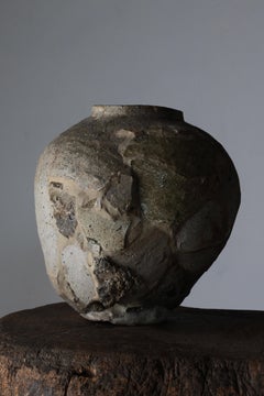 Japanese Ceramic Vessel "Heian-tsubo" with Subtle Restoration / Wabi-sabi