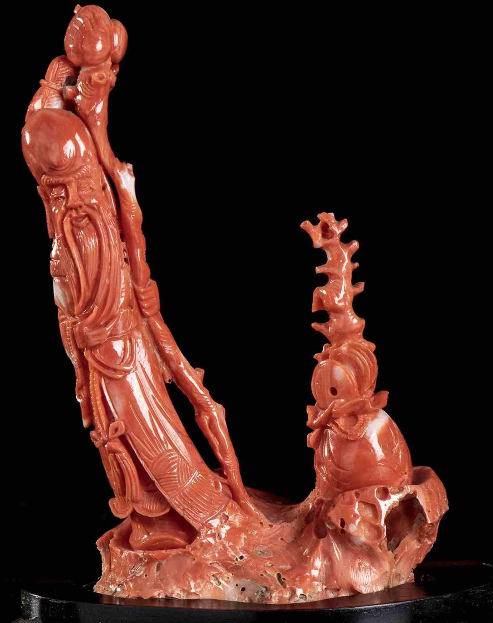 Japanese Cerasuolo Coral Carving, Late 20th Century In Good Condition In Roma, IT