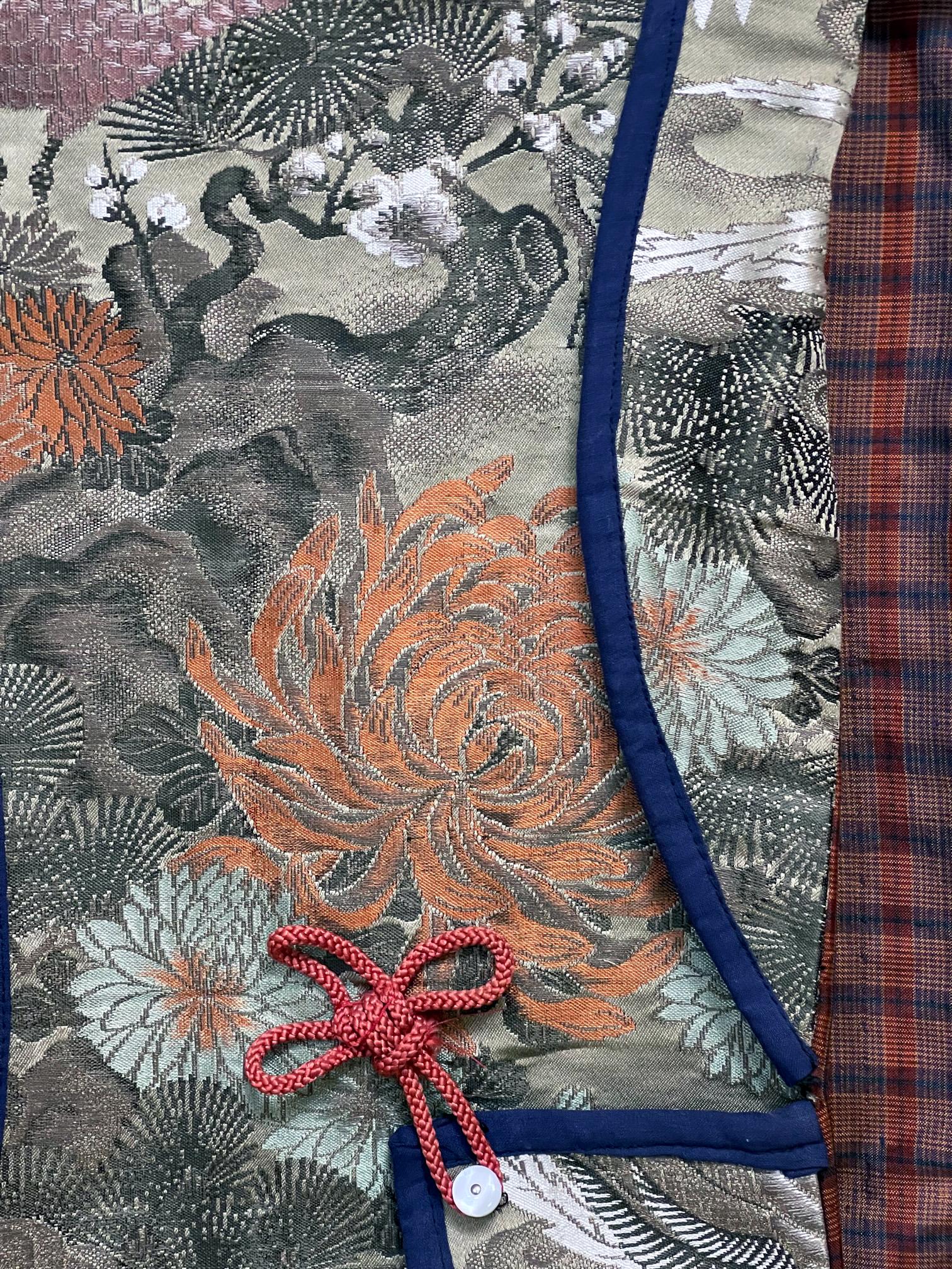Meiji Japanese Ceremonial Brocade Jinbaori Vest Jacket For Sale