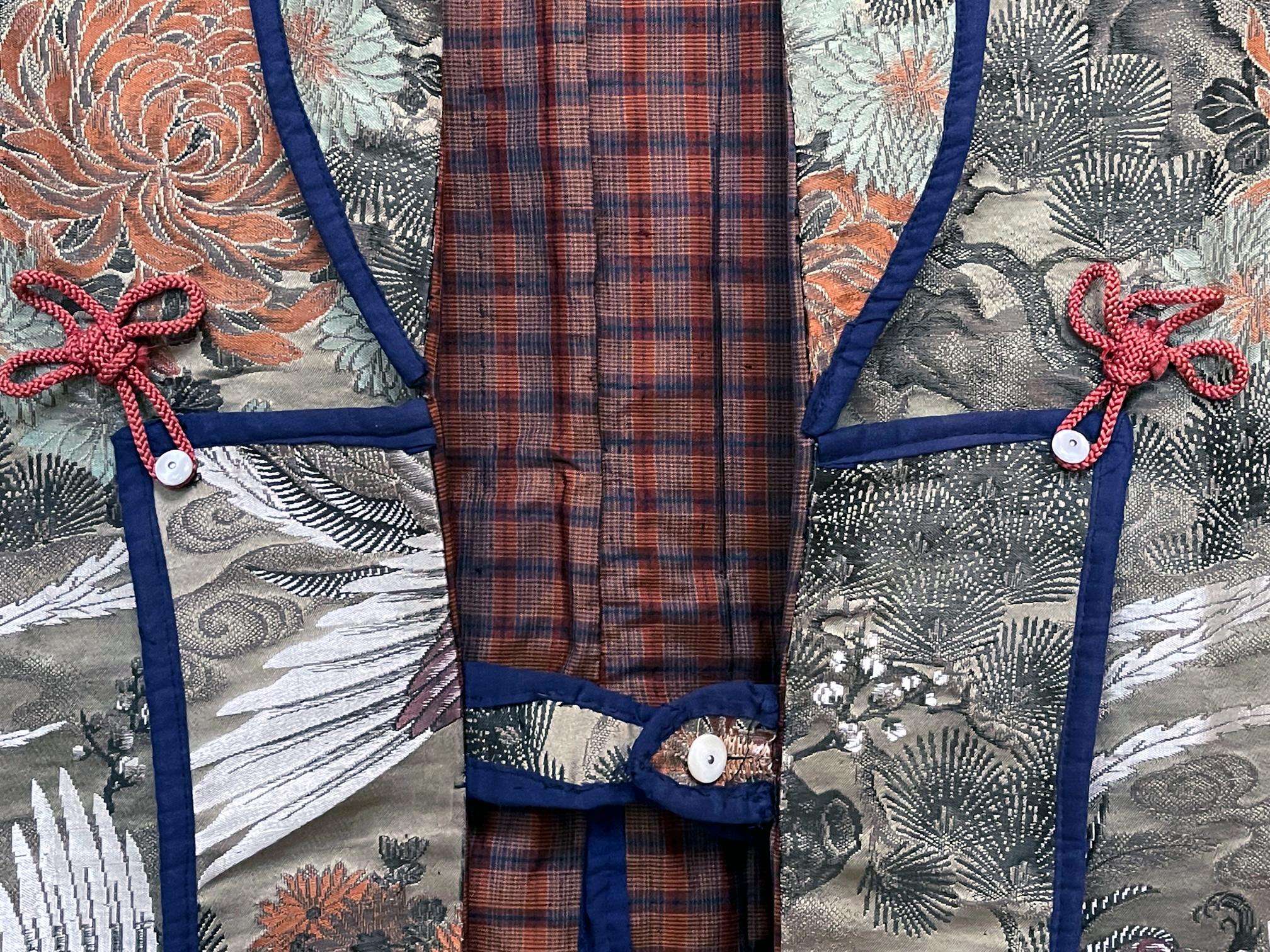 19th Century Japanese Ceremonial Brocade Jinbaori Vest Jacket For Sale