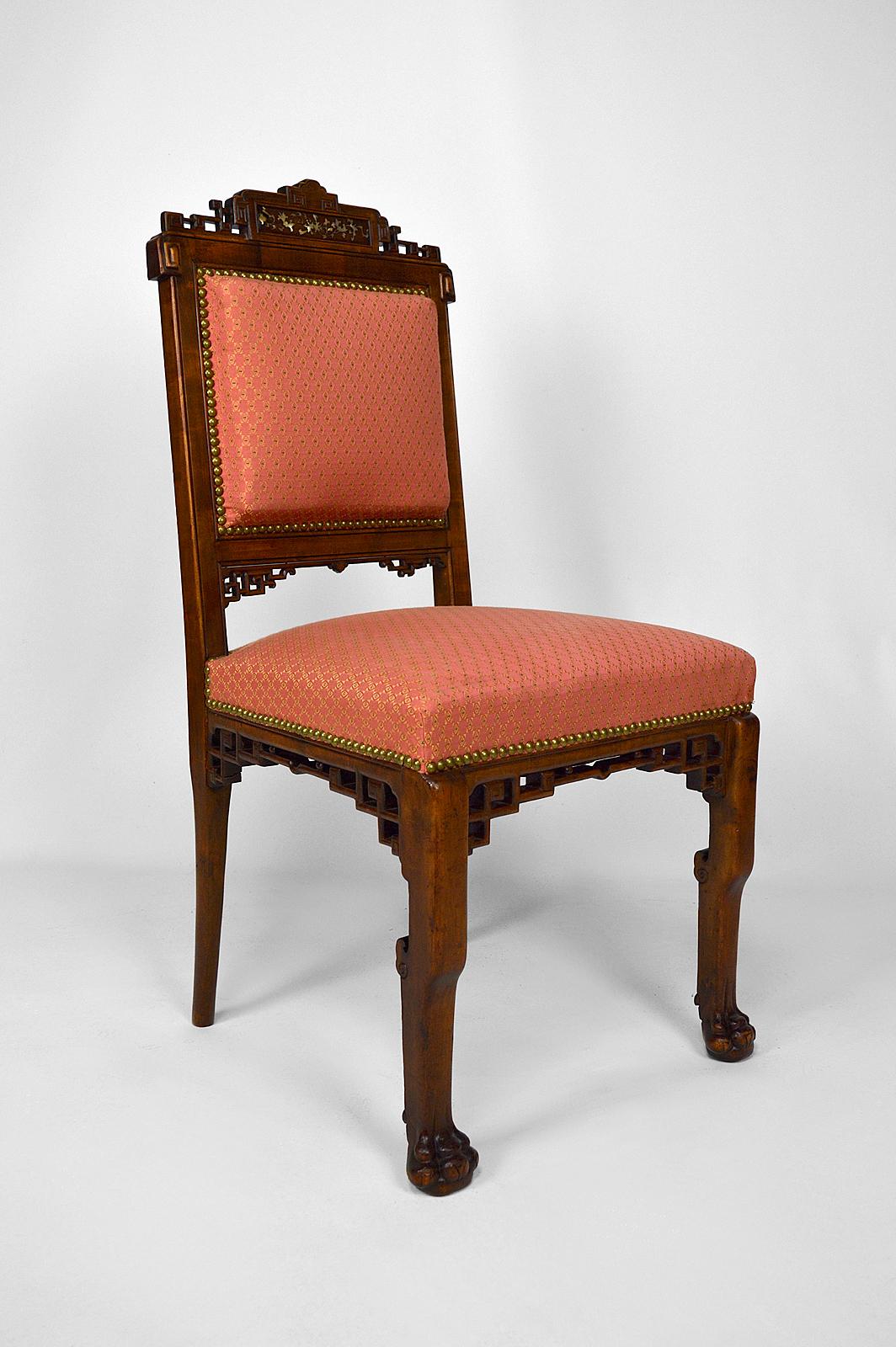 Japanese Chairs attributed to Gabriel Viardot, France, circa 1880, set of 4 For Sale 2