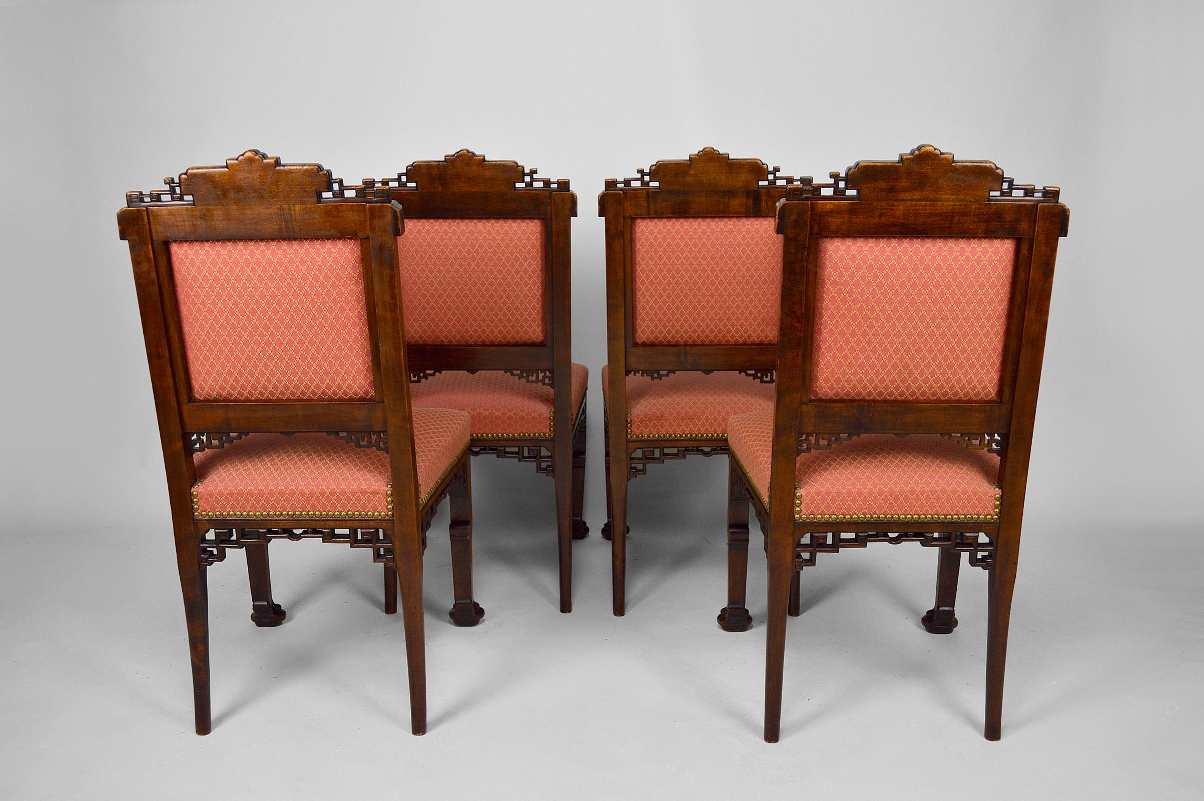 Japonisme Japanese Chairs attributed to Gabriel Viardot, France, circa 1880, set of 4 For Sale