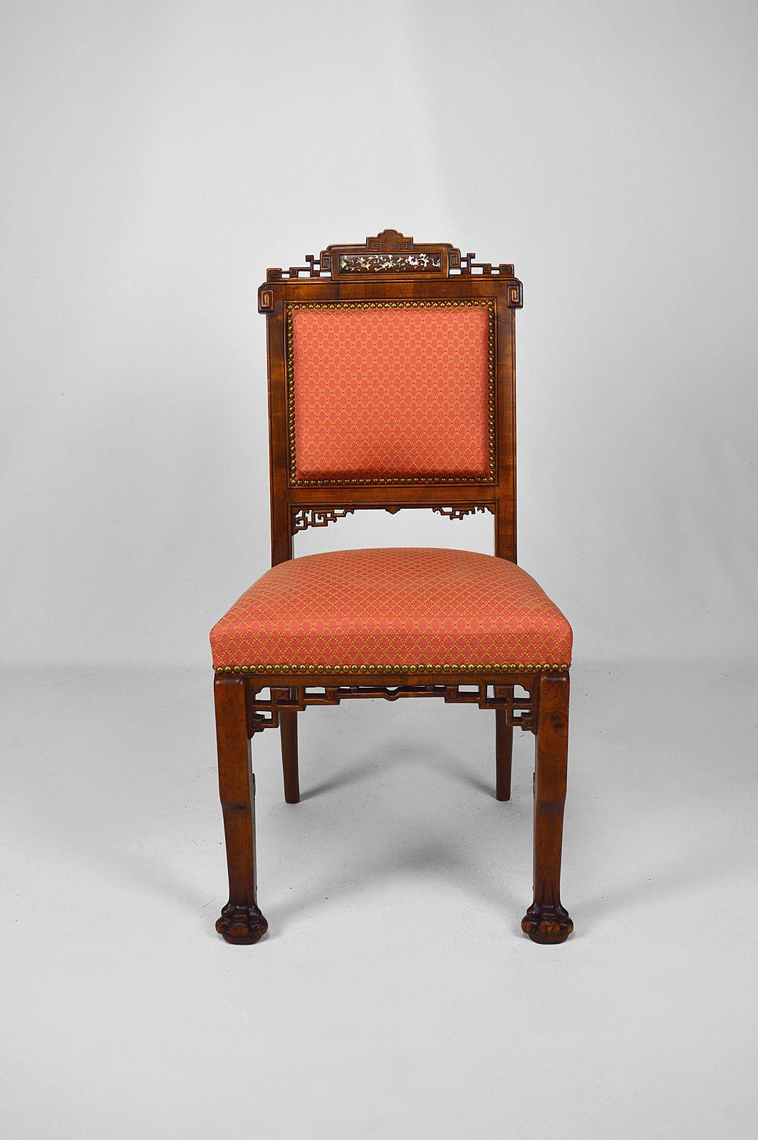 Japanese Chairs attributed to Gabriel Viardot, France, circa 1880, set of 4 In Good Condition For Sale In VÉZELAY, FR