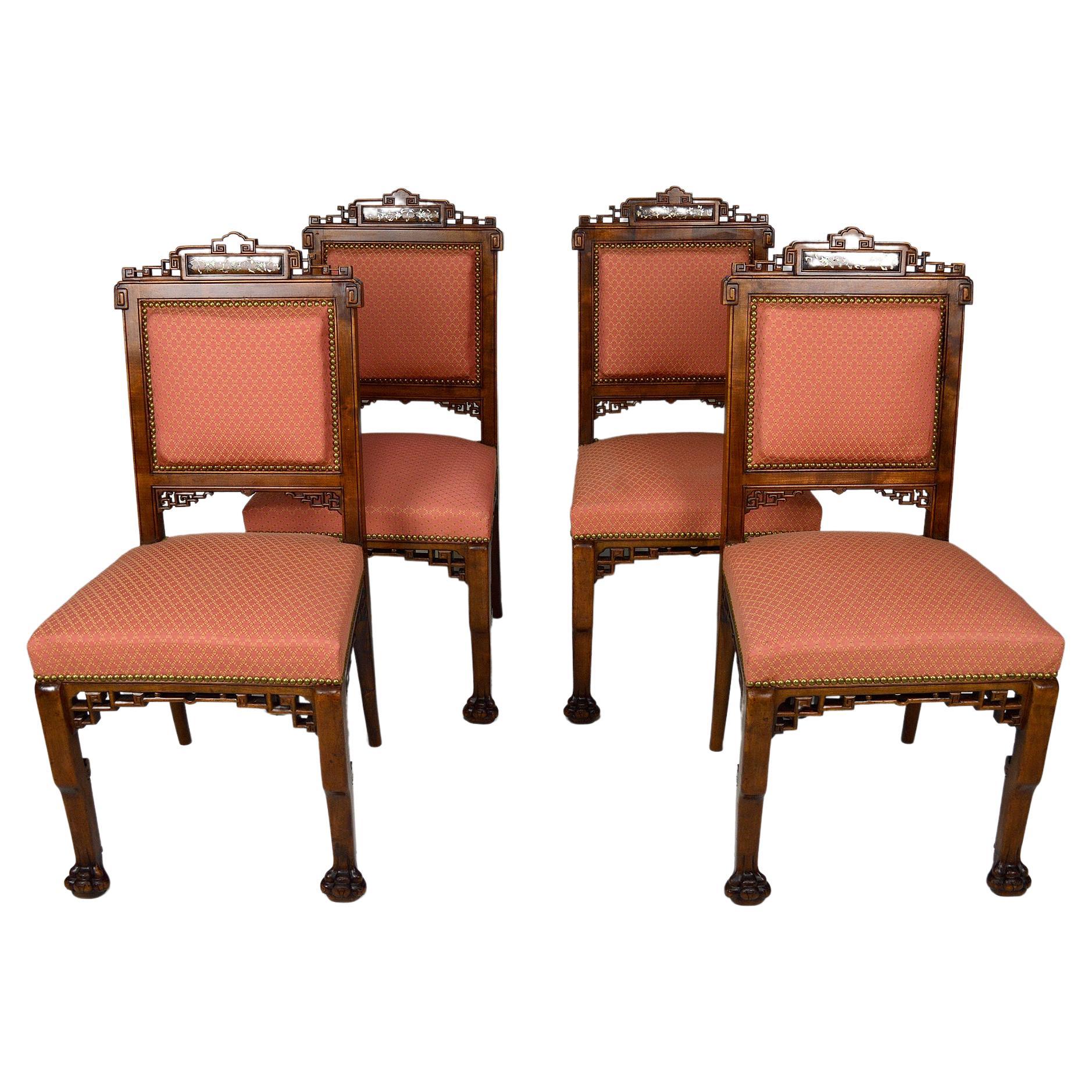 Japanese Chairs attributed to Gabriel Viardot, France, circa 1880, set of 4 For Sale