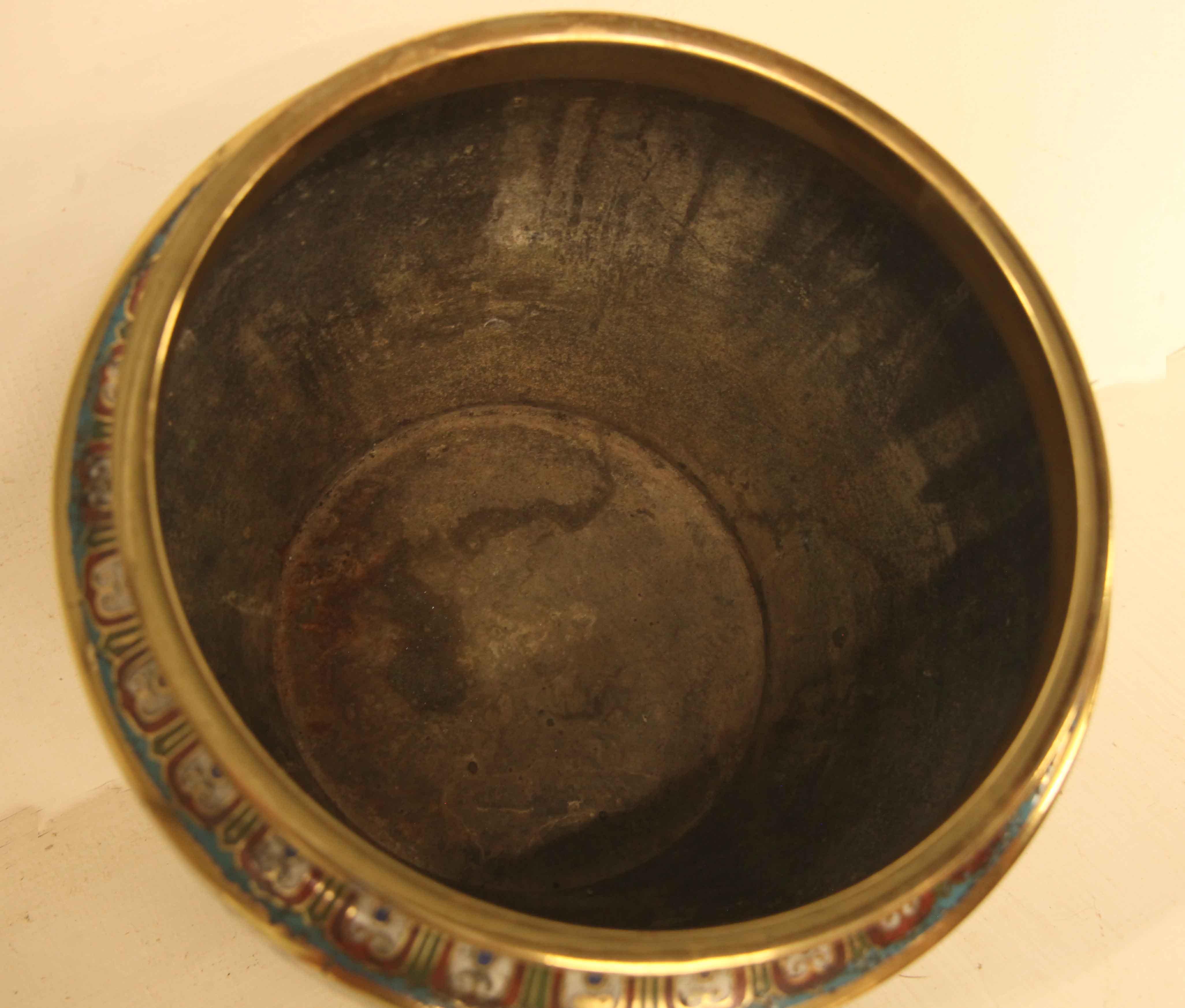 Inlay Japanese Champleve Cache pot For Sale