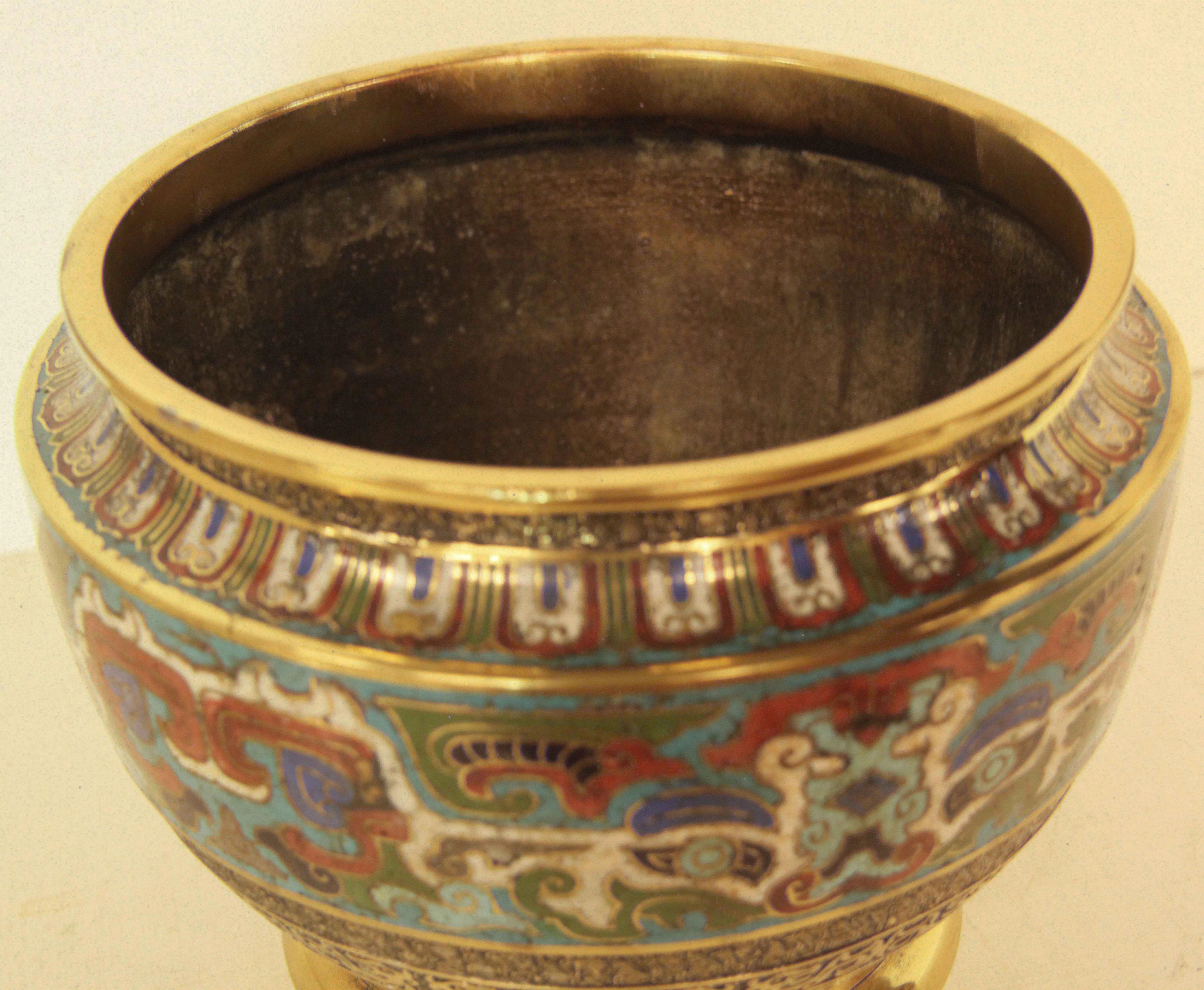 Japanese Champleve Cache pot In Good Condition For Sale In Wilson, NC