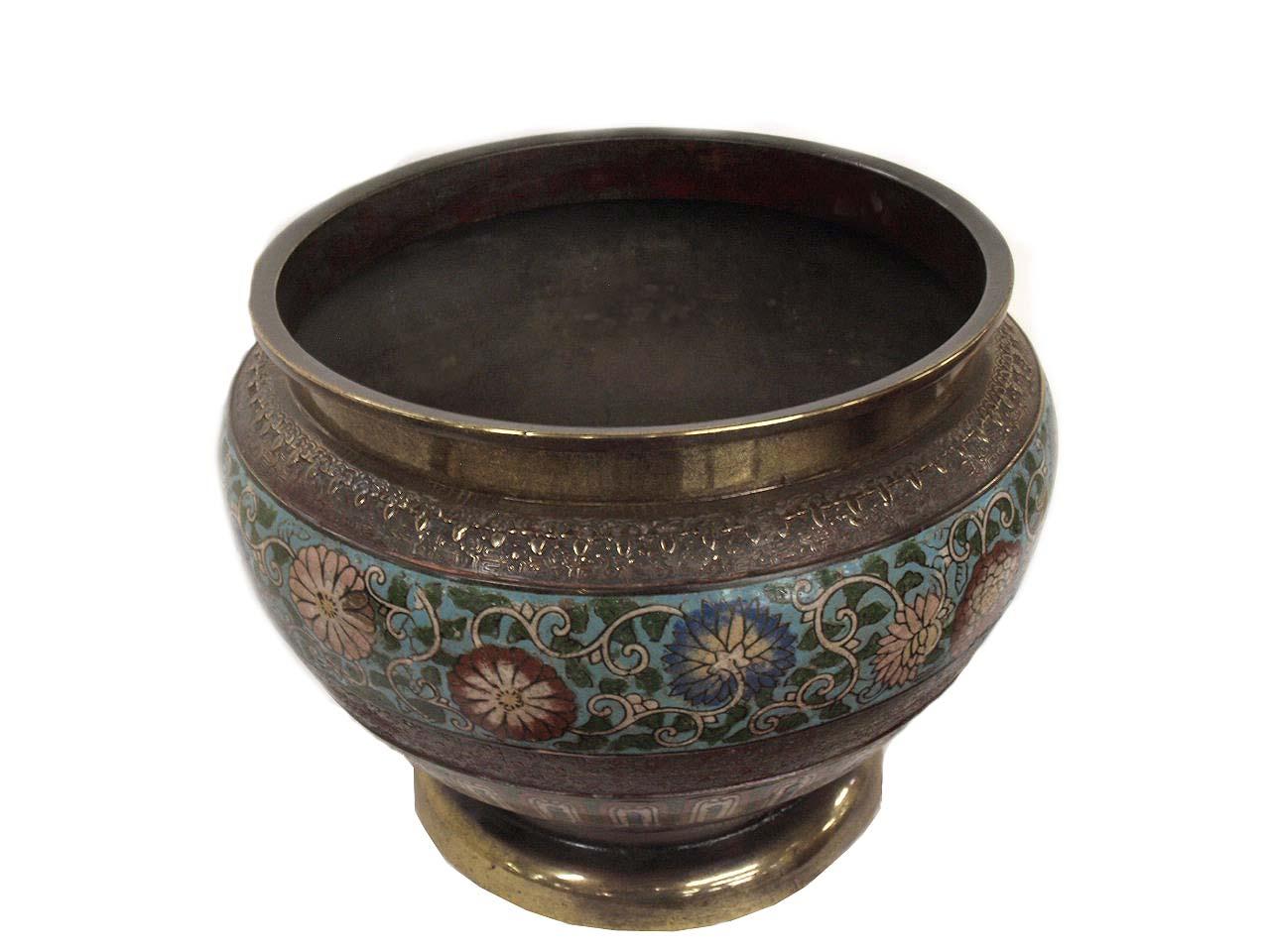 Japanese Champleve Cache Pot For Sale at 1stDibs
