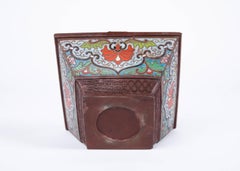 Japanese Champlevé Cloisonné Square Copper Jardinière