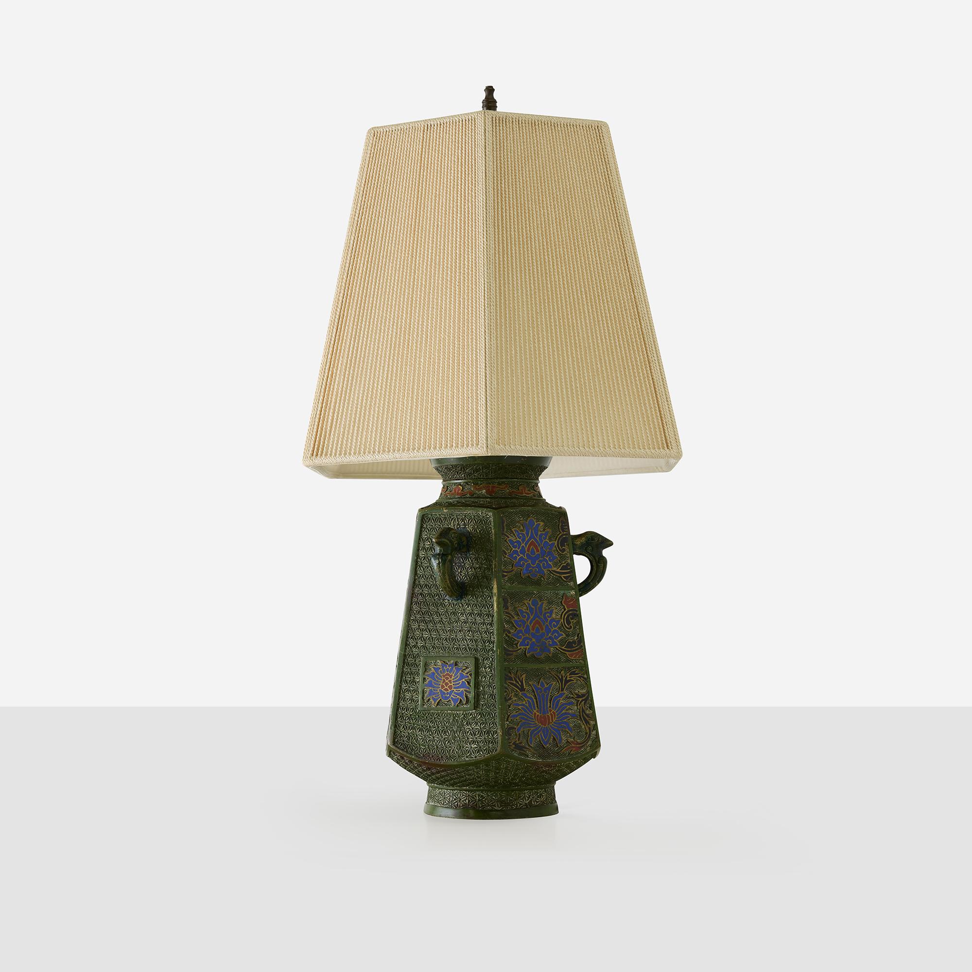 Lampada da tavolo giapponese Champlevé In condizioni buone in vendita a San Francisco, CA