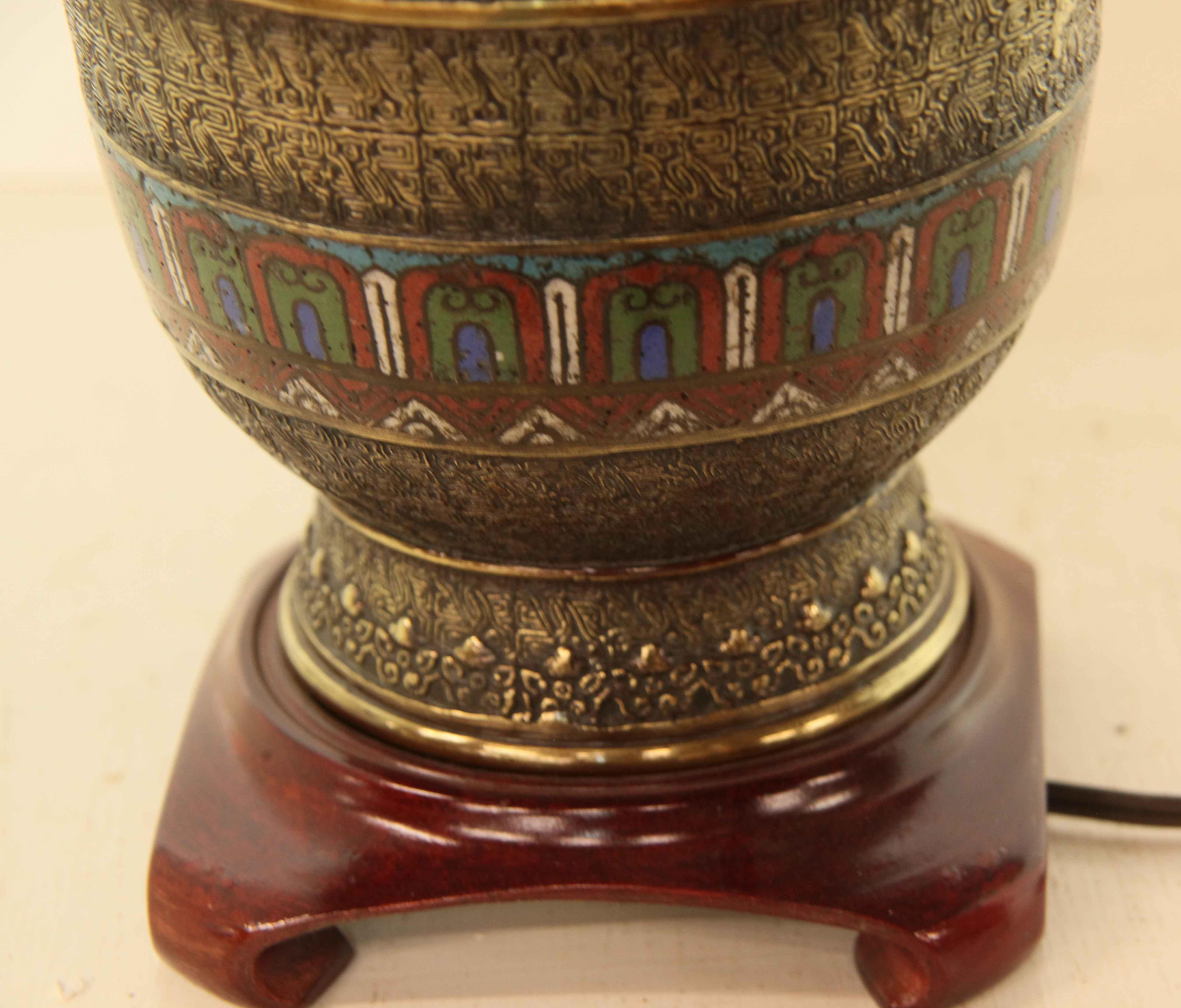 Japanese Champleve Vase Lamp 2