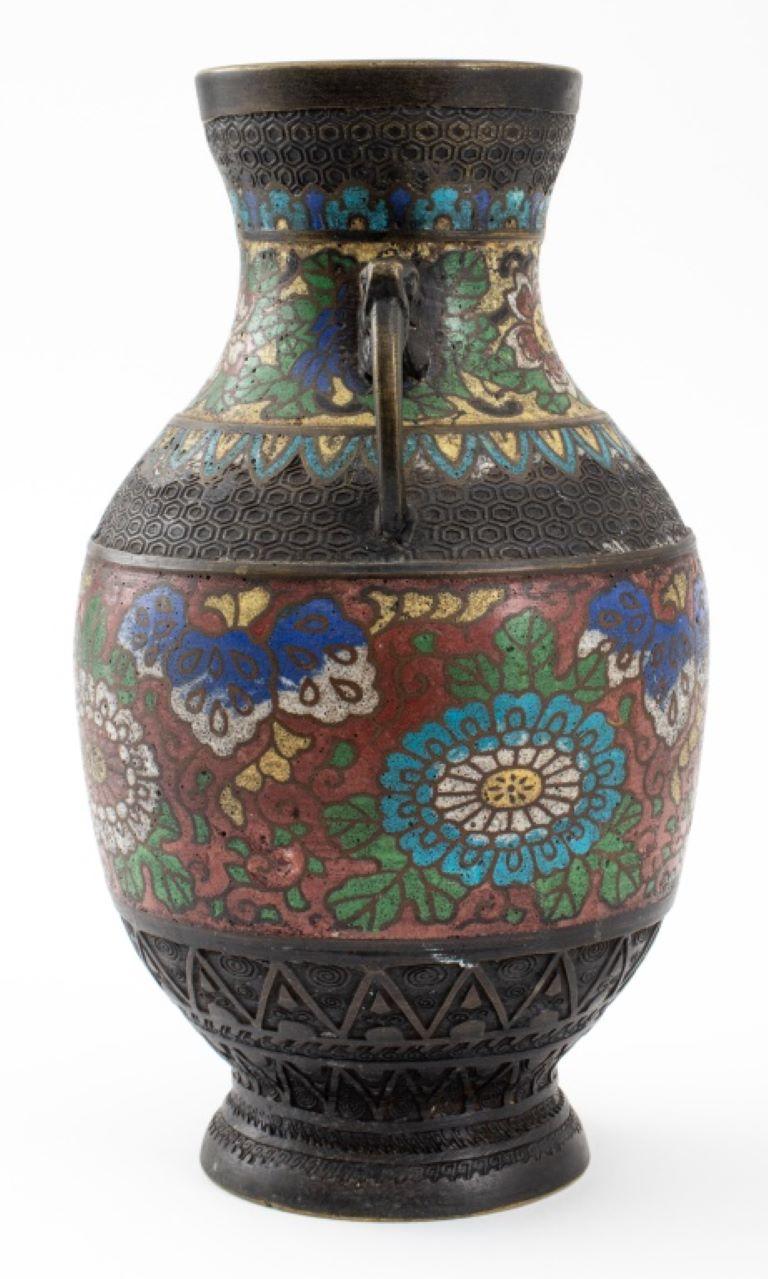 Ceramic Japanese Champleve Vase, late 19th C For Sale