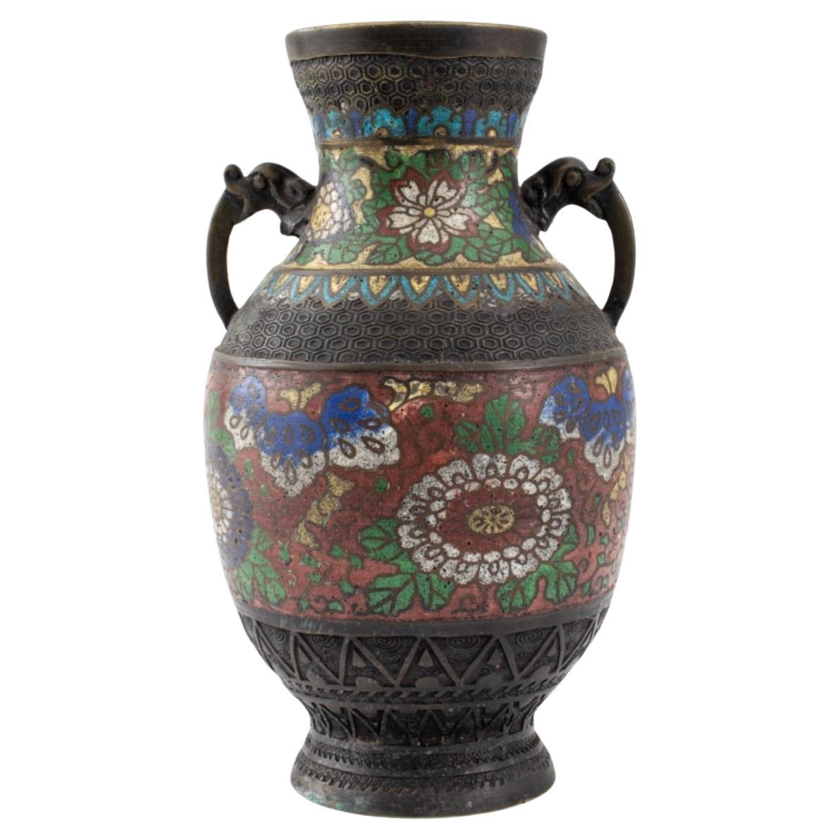 Japanese Champleve Vase, late 19th C For Sale