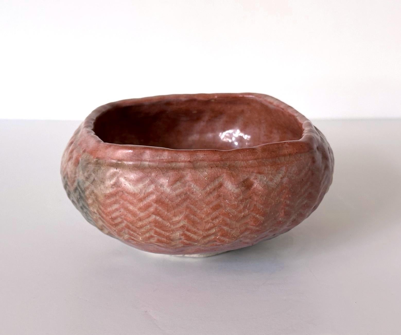 Glazed Japanese Ceramic Bowl with Crescent Mark by Kodai-ji Kiln Meiji Period Ex-Musuem For Sale