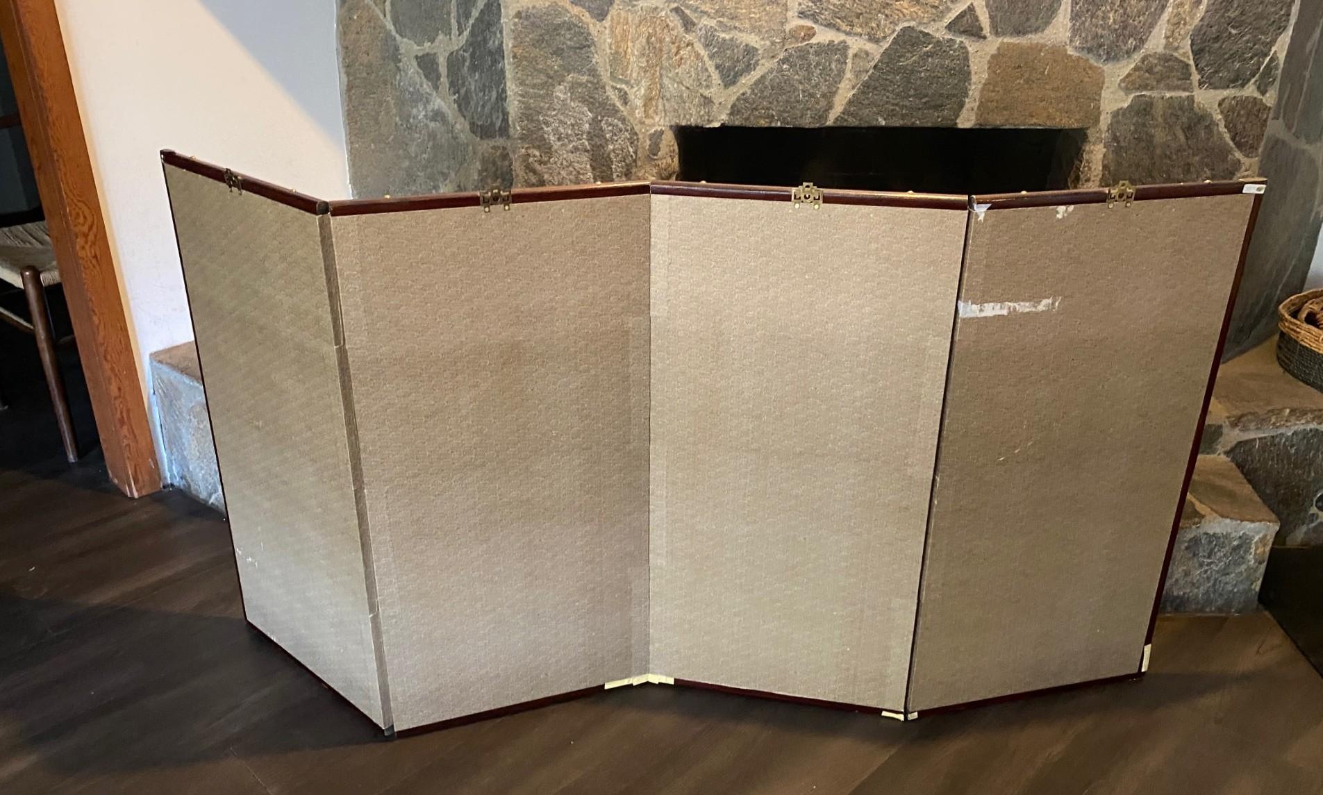 Paravent asiatique japonais à 4 panneaux pliants Byobu Grue couronnée rouge Paysage en vente 12