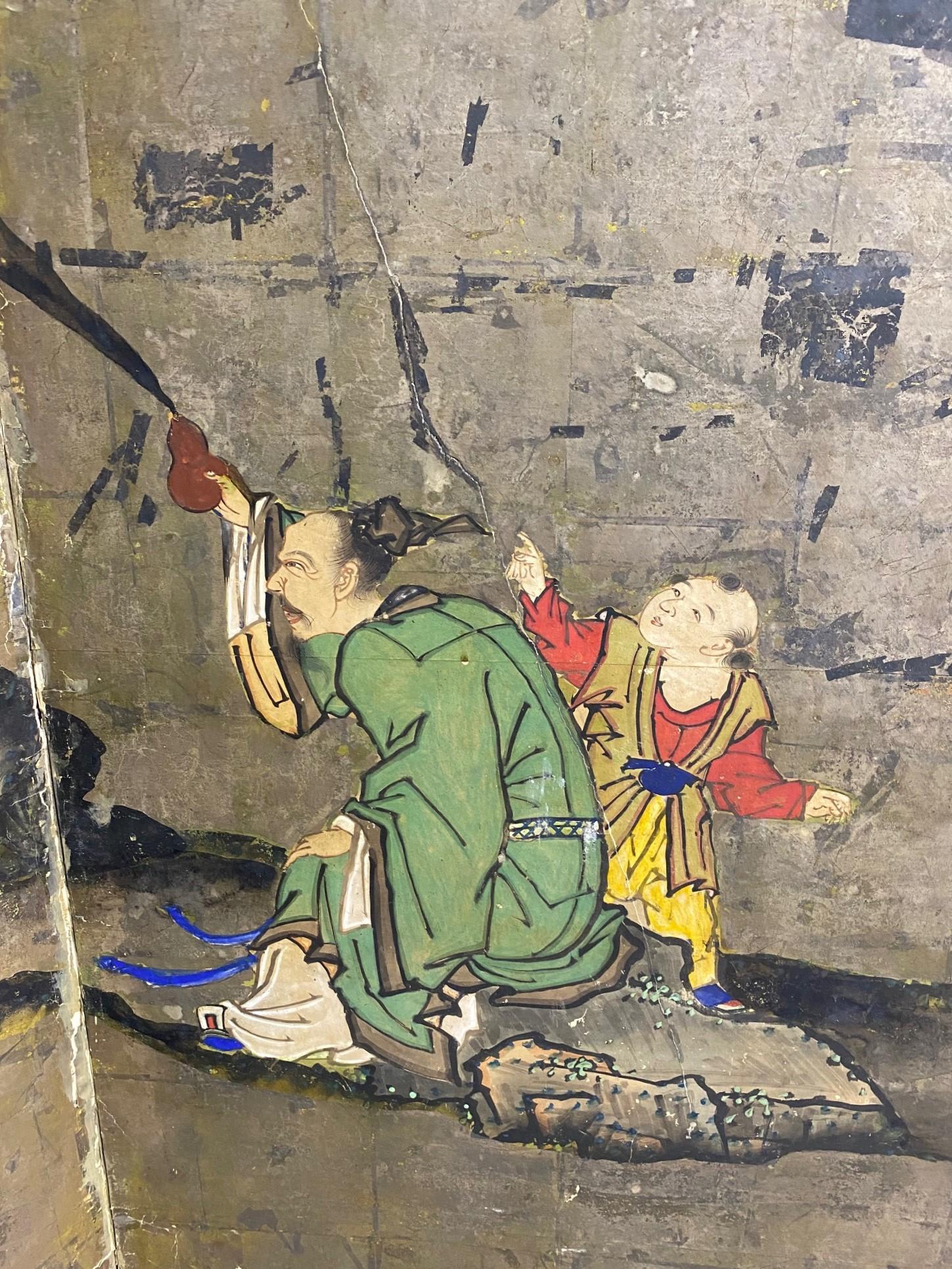 Japanisch Chinesisch Asiatisch Groß Sechs-Panel Folding Byobu Bildschirm Mythical Lanscape (18. Jahrhundert und früher) im Angebot