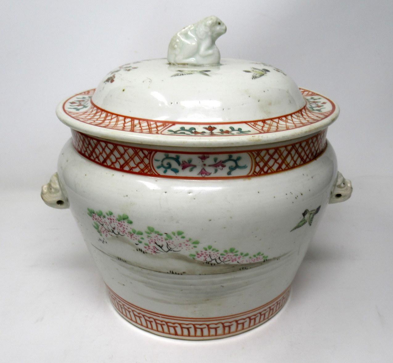 19th Century Japanese Chinese Cantonese Famille Rose Hand Painted Porcelain Centerpiece Jar