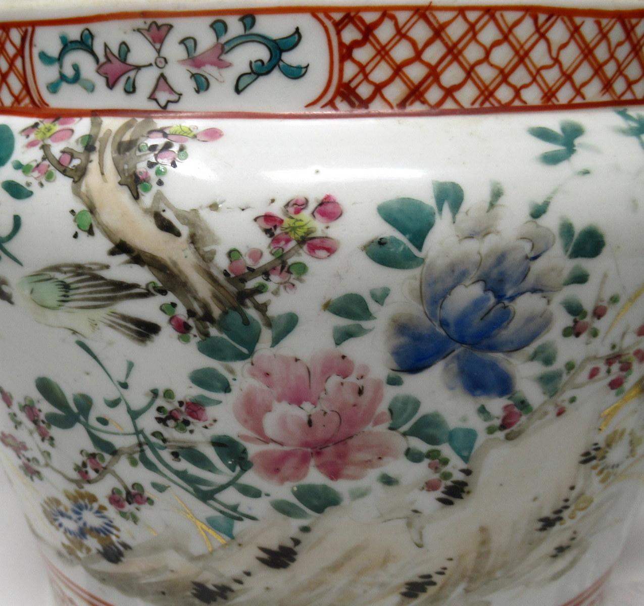 Japanese Chinese Cantonese Famille Rose Hand Painted Porcelain Centerpiece Jar 5