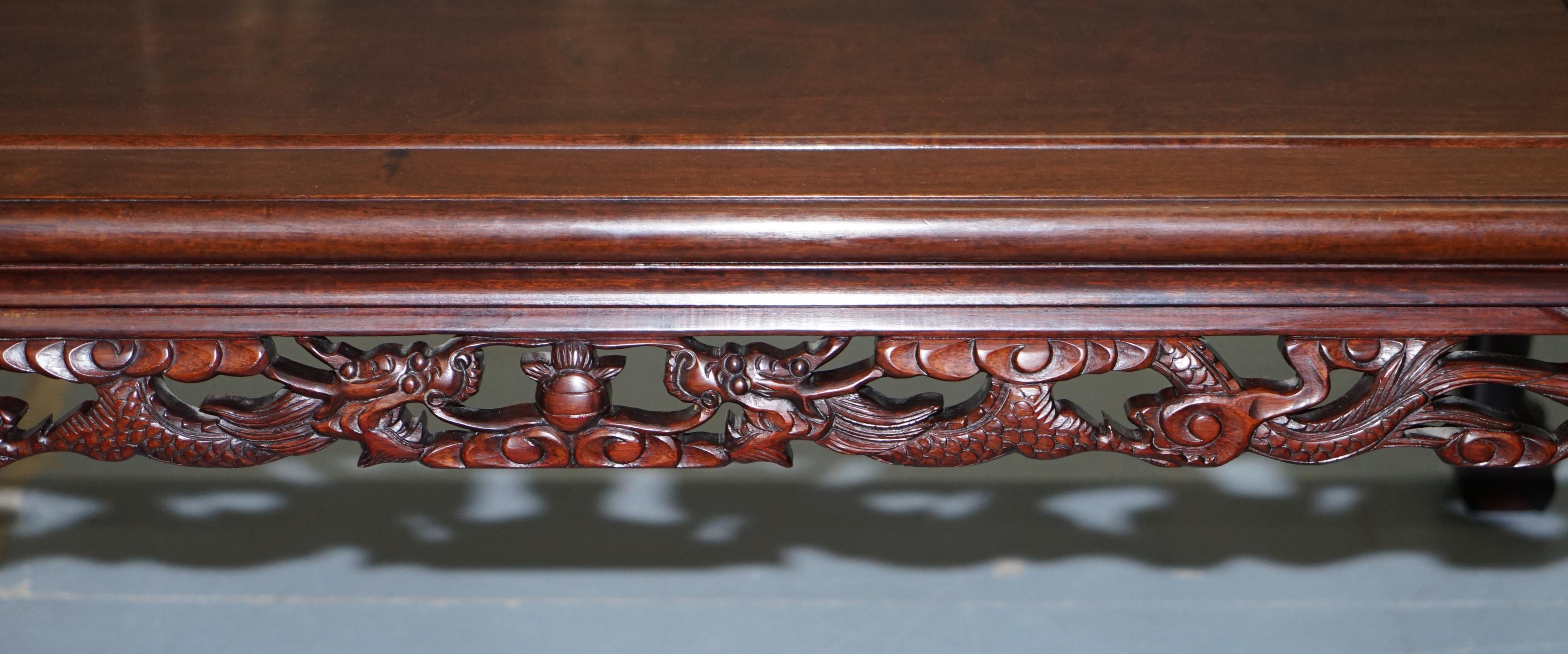 Japanese Chinese Hand Carved Coffee Tee Table Dragons Claw Ball Feet, circa 1910 1