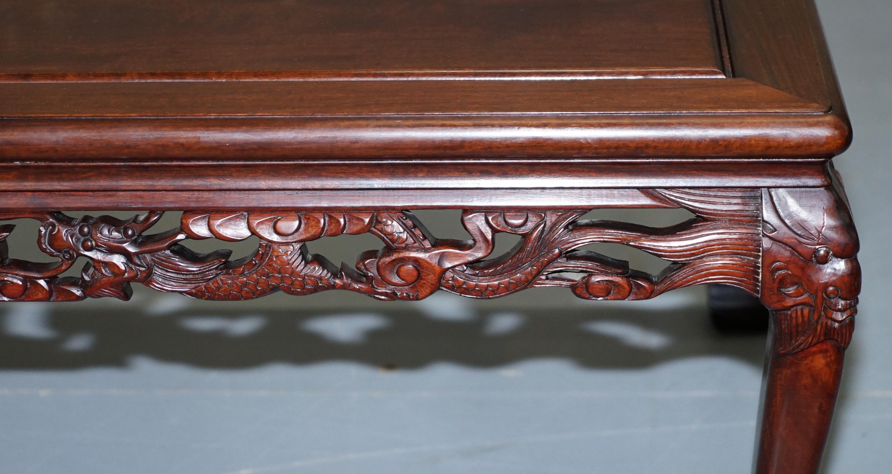Japanese Chinese Hand Carved Coffee Tee Table Dragons Claw Ball Feet, circa 1910 2