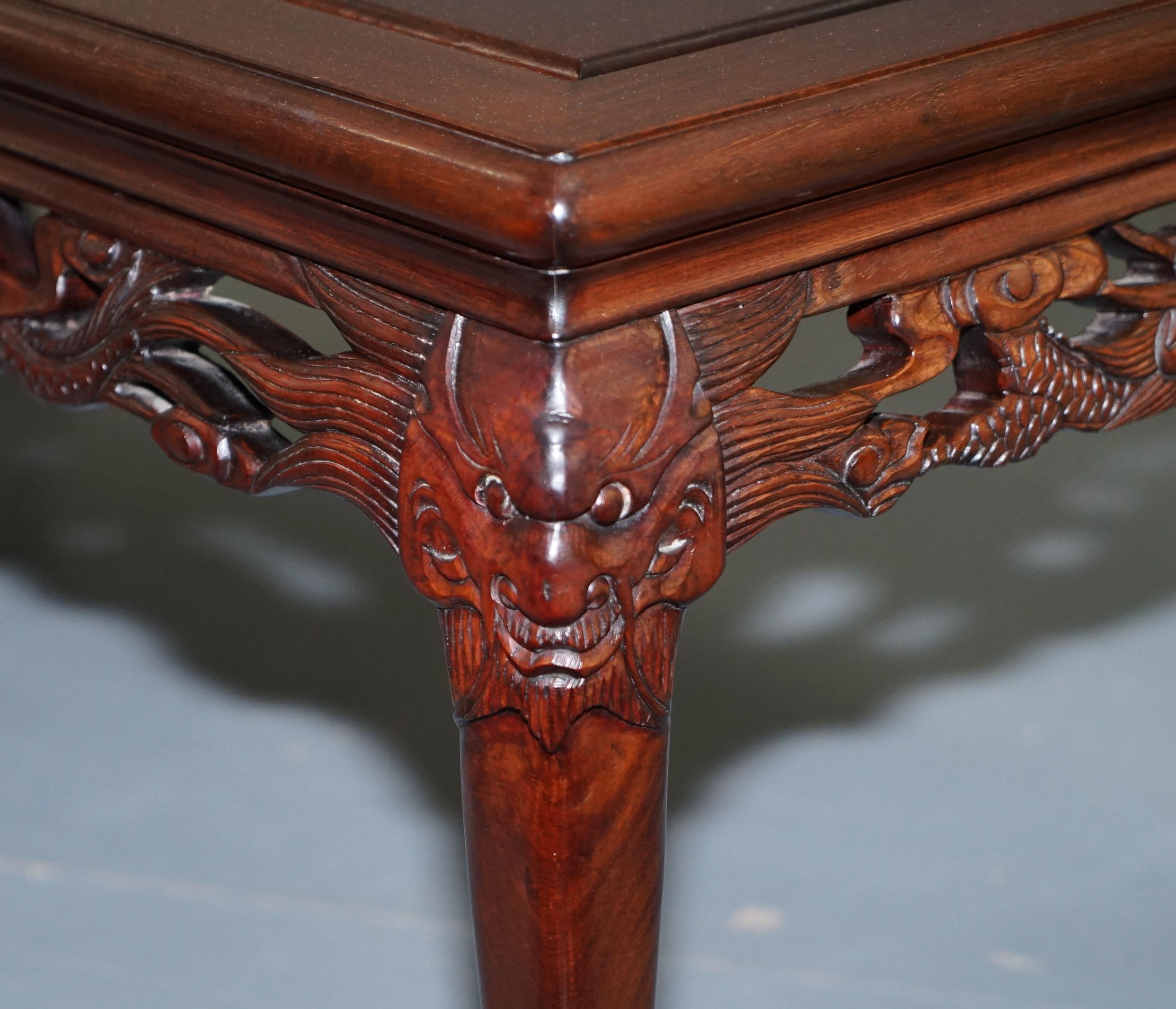 Japanese Chinese Hand Carved Coffee Tee Table Dragons Claw Ball Feet, circa 1910 4