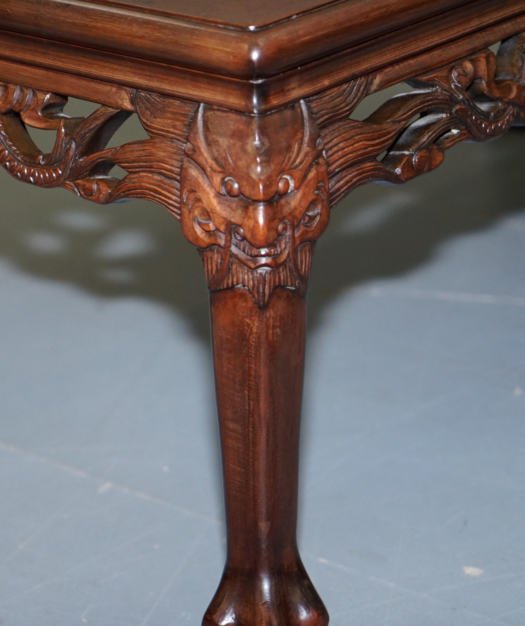 Japanese Chinese Hand Carved Coffee Tee Table Dragons Claw Ball Feet, circa 1910 8