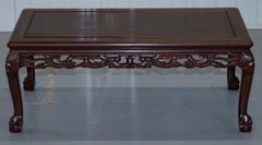 Japanese Chinese Hand Carved Coffee Tee Table Dragons Claw Ball Feet, circa 1910
