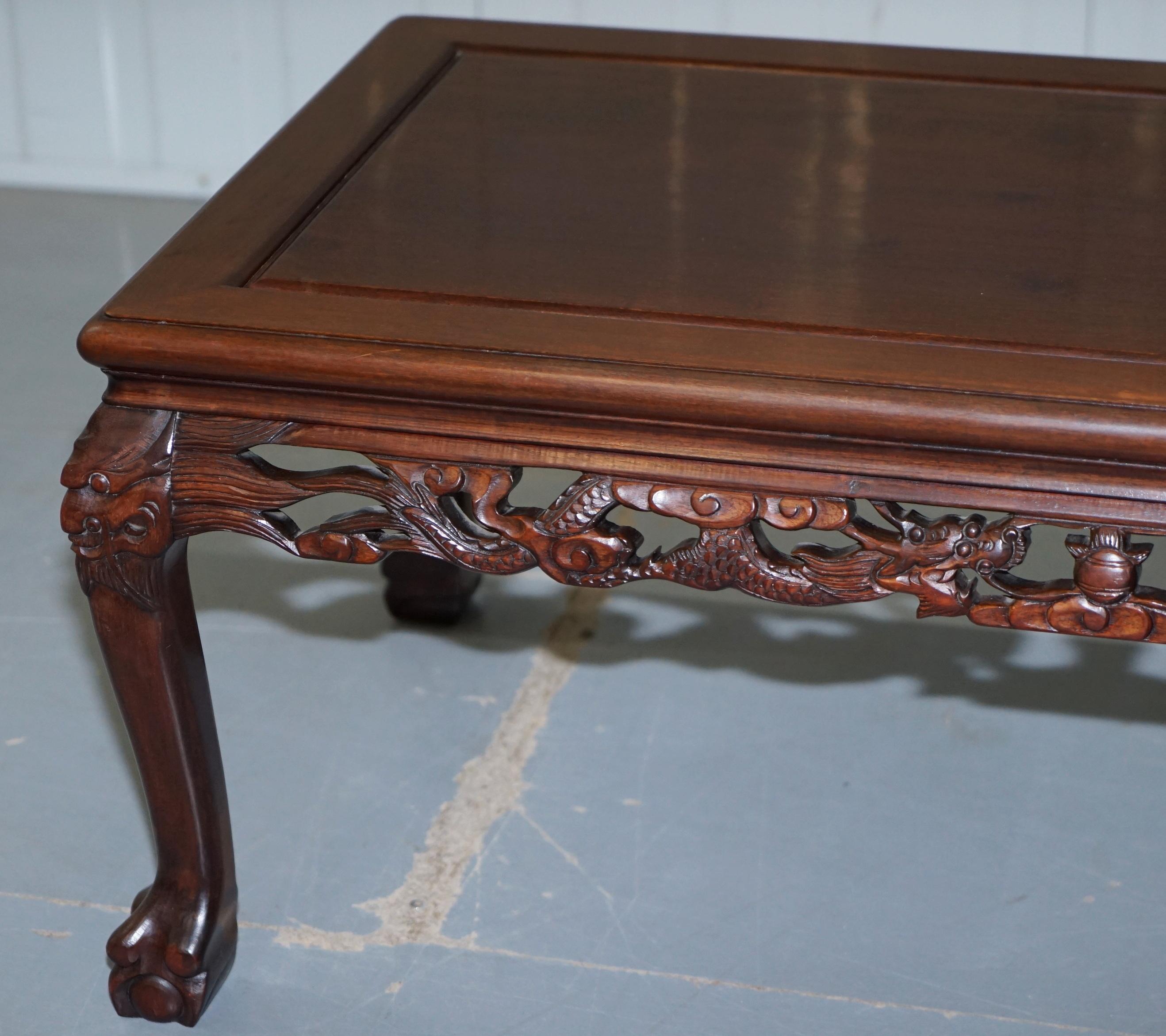 Japanese Chinese Hand Carved Coffee Tee Table Dragons Claw Ball Feet, circa 1910 10