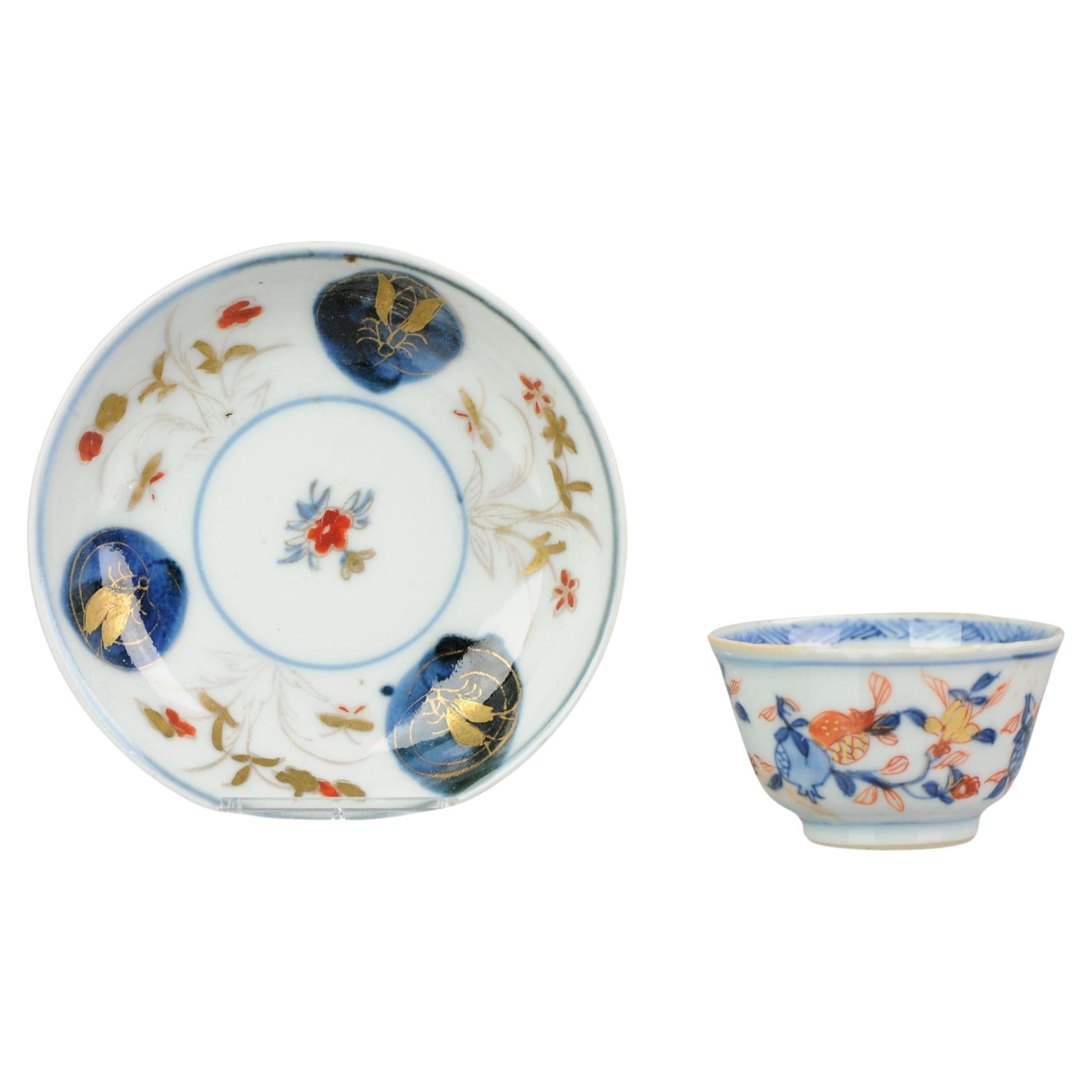 Japanese Chinese Porcelain Tea Cup & Beaker Saucer Imari Beetle, 18th Century