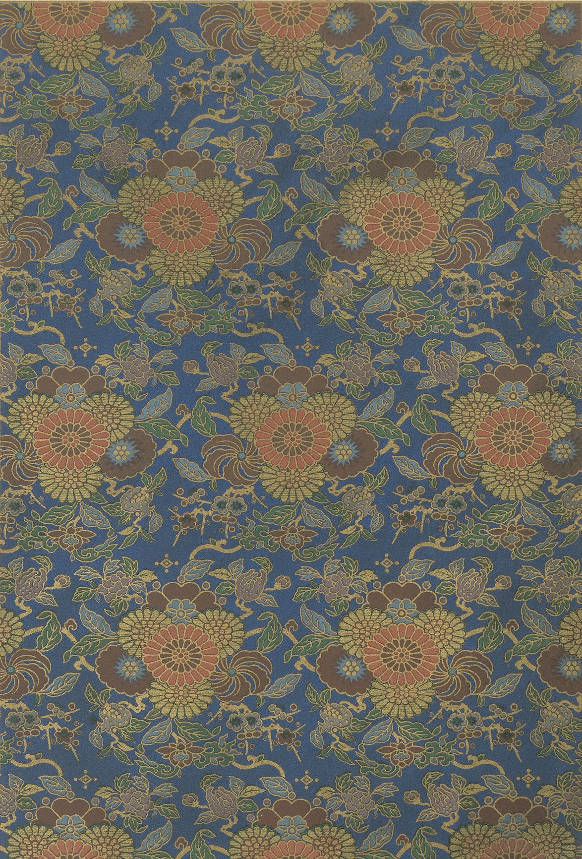 Fin du XIXe siècle Motifs japonais de chrysanthèmes et de nuages : Lithographie ancienne, années 1880 en vente