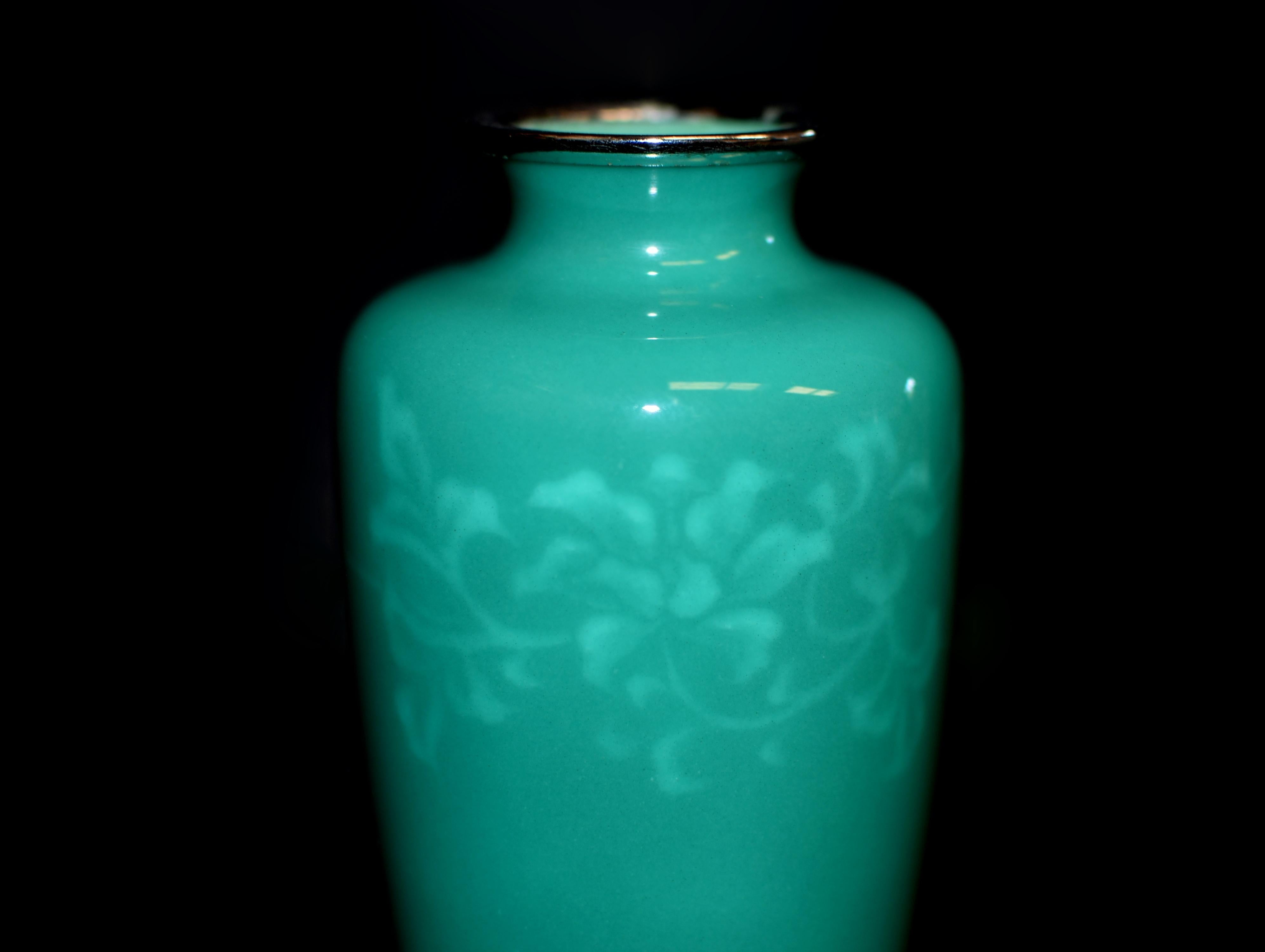 Meiji Japanese Cloisonné Ando Jubei Signed Vase 8.5