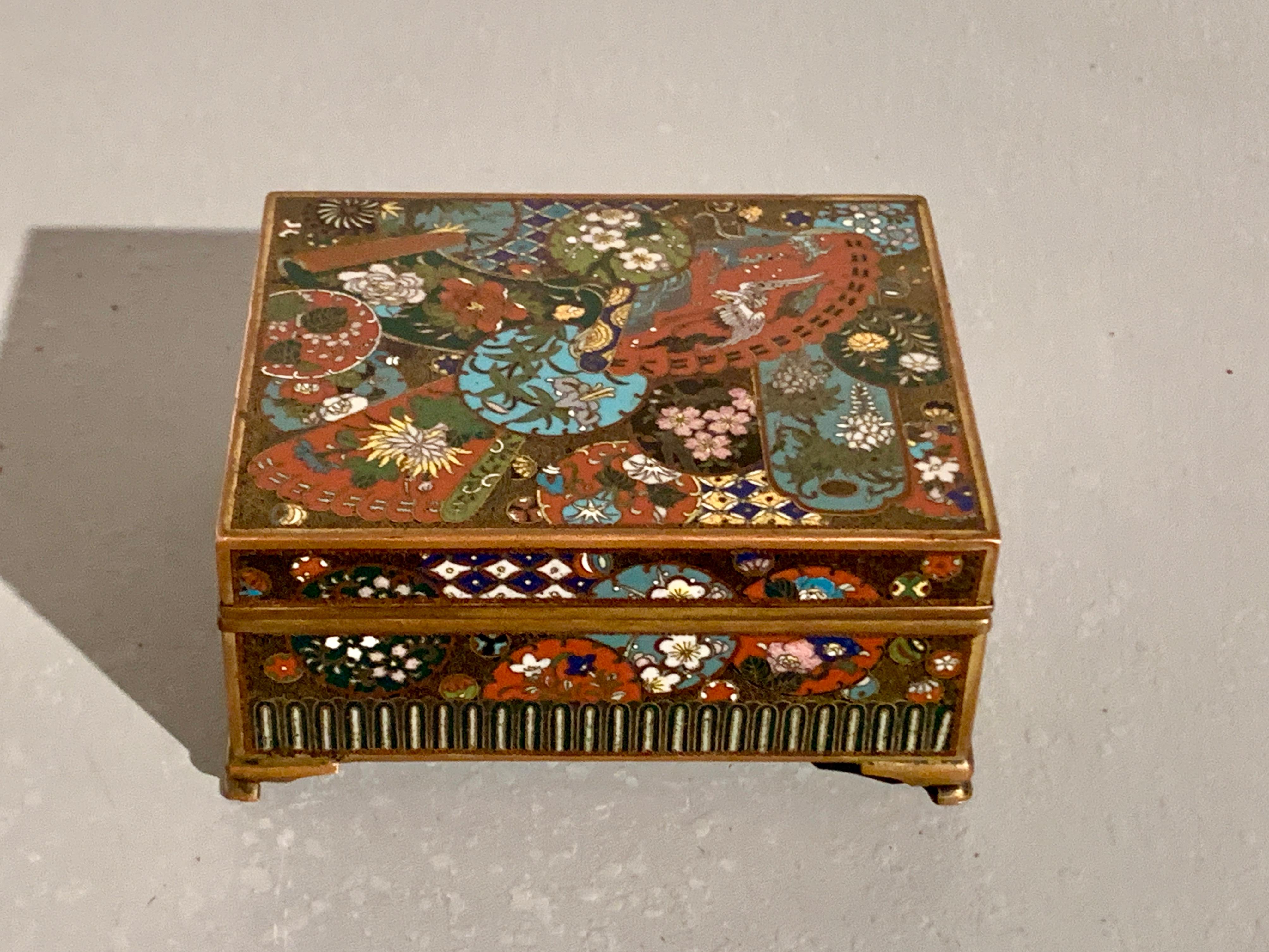 Brass Japanese Cloisonne Box, Meiji Period, Late 19th Century, Japan For Sale