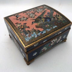 Japanese Cloisonné Box with Birds and Flowers