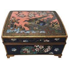 Boîte japonaise en cloisonné avec oiseaux et fleurs