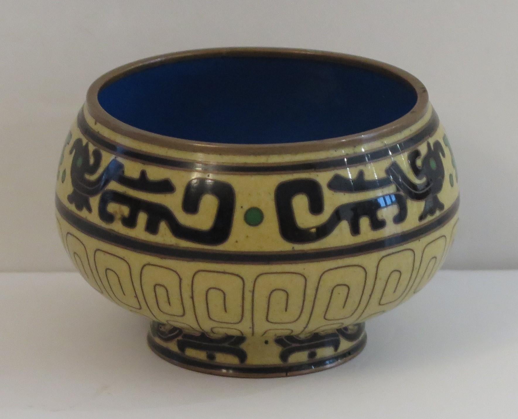 19th Century 19thC Japanese Cloisonné Brush Washer Bowl, Meiji Period circa 1880 For Sale