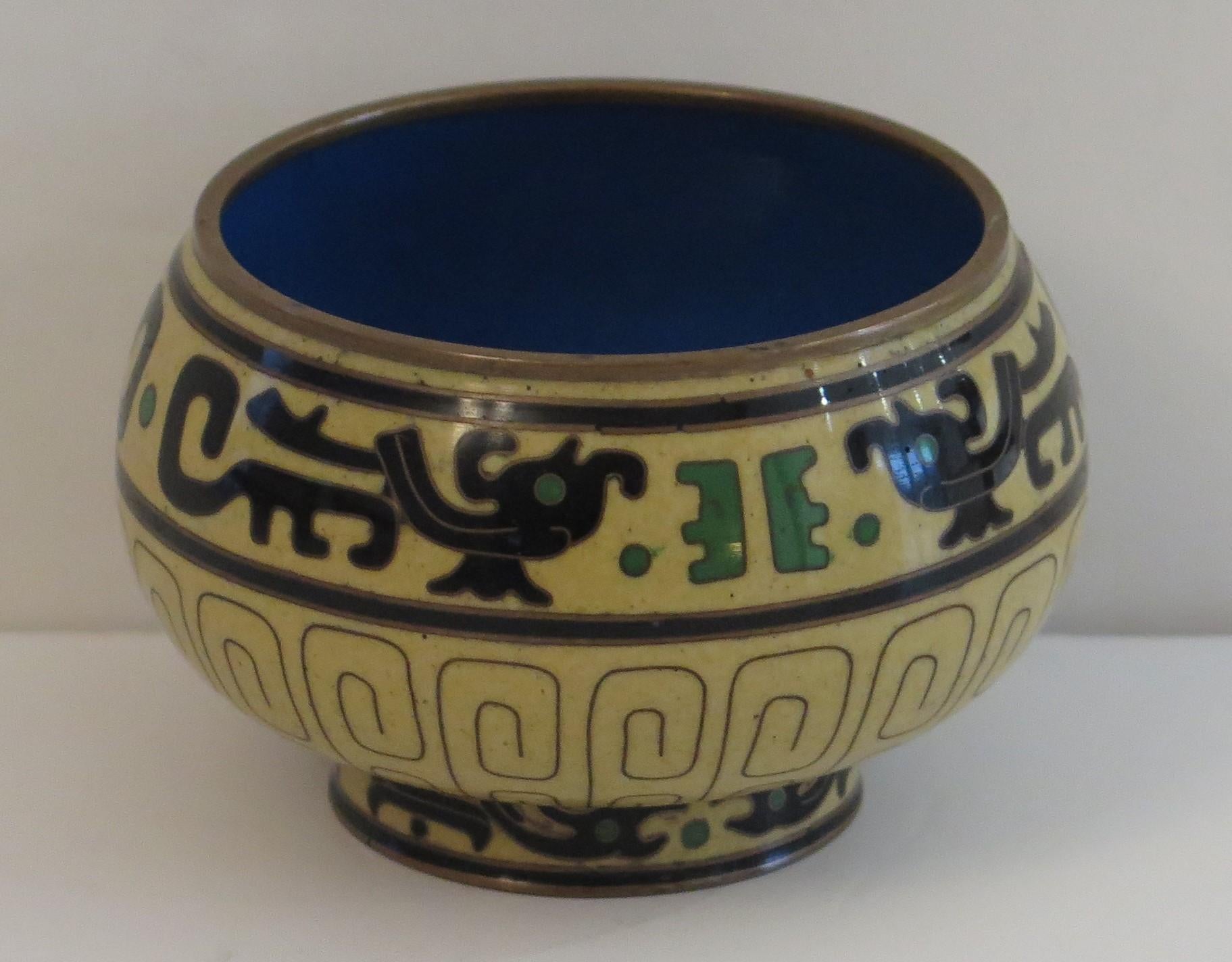 Ceramic 19thC Japanese Cloisonné Brush Washer Bowl, Meiji Period circa 1880 For Sale