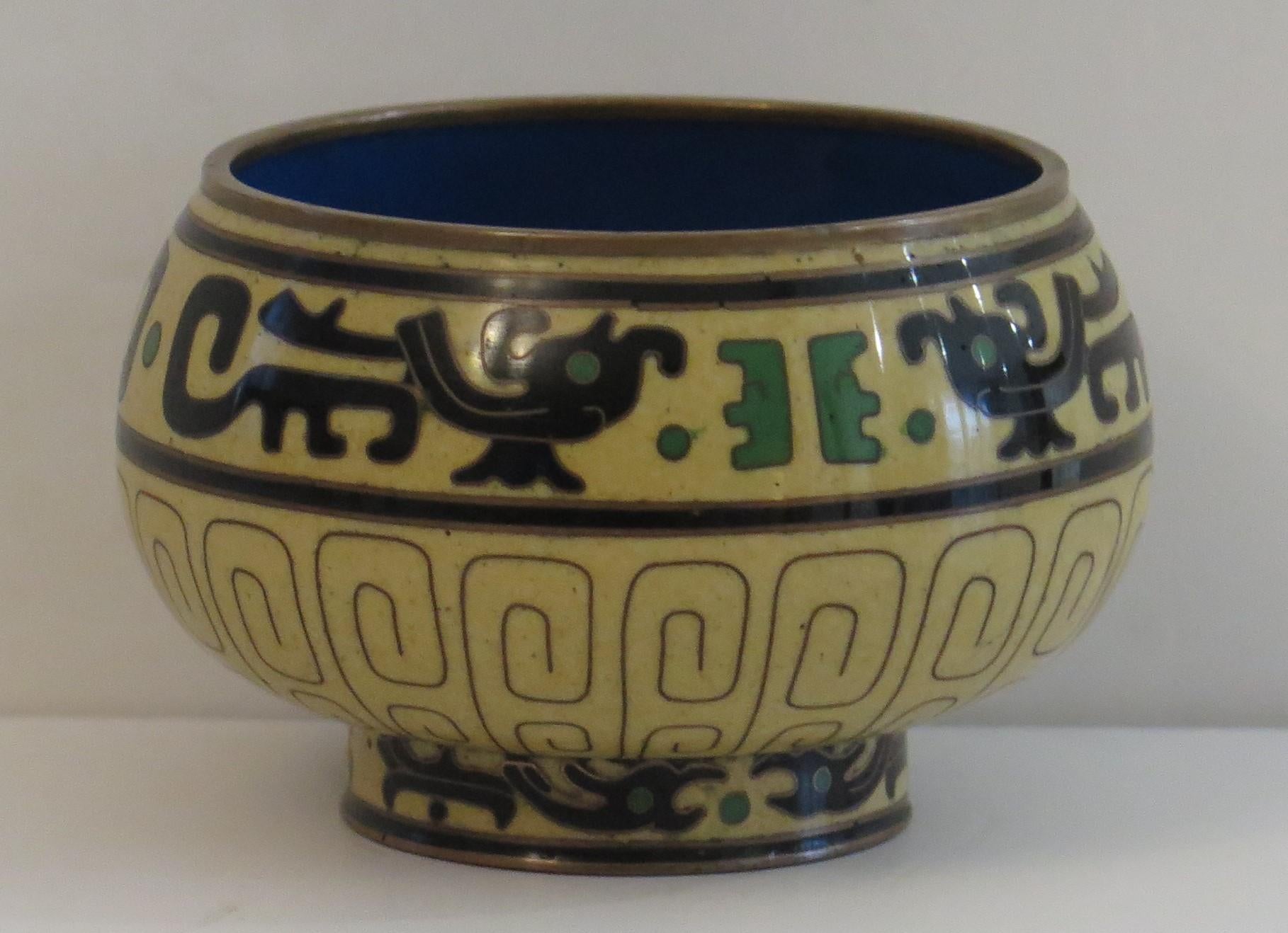 19thC Japanese Cloisonné Brush Washer Bowl, Meiji Period circa 1880 For Sale 2