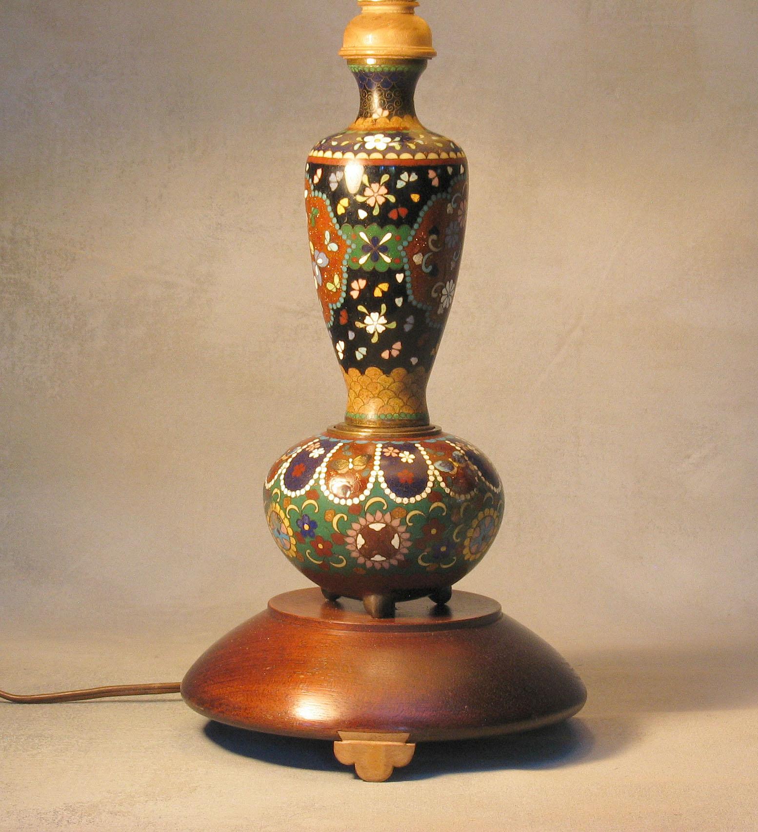 Cloissoné Japanese Cloisonne Composite Table Lamp Meiji Period