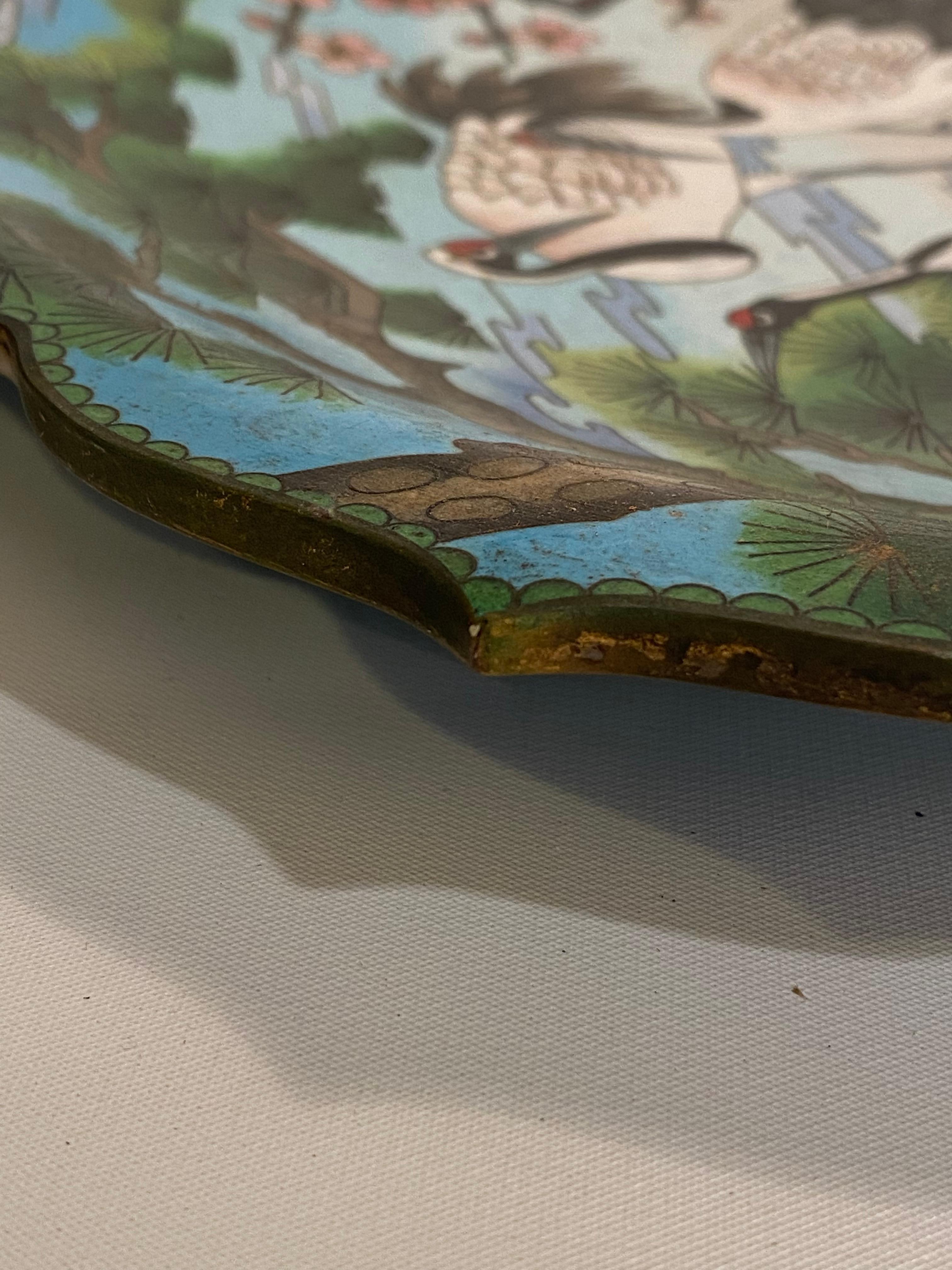 Japanese Cloisonne Crane Decorated Plate 8