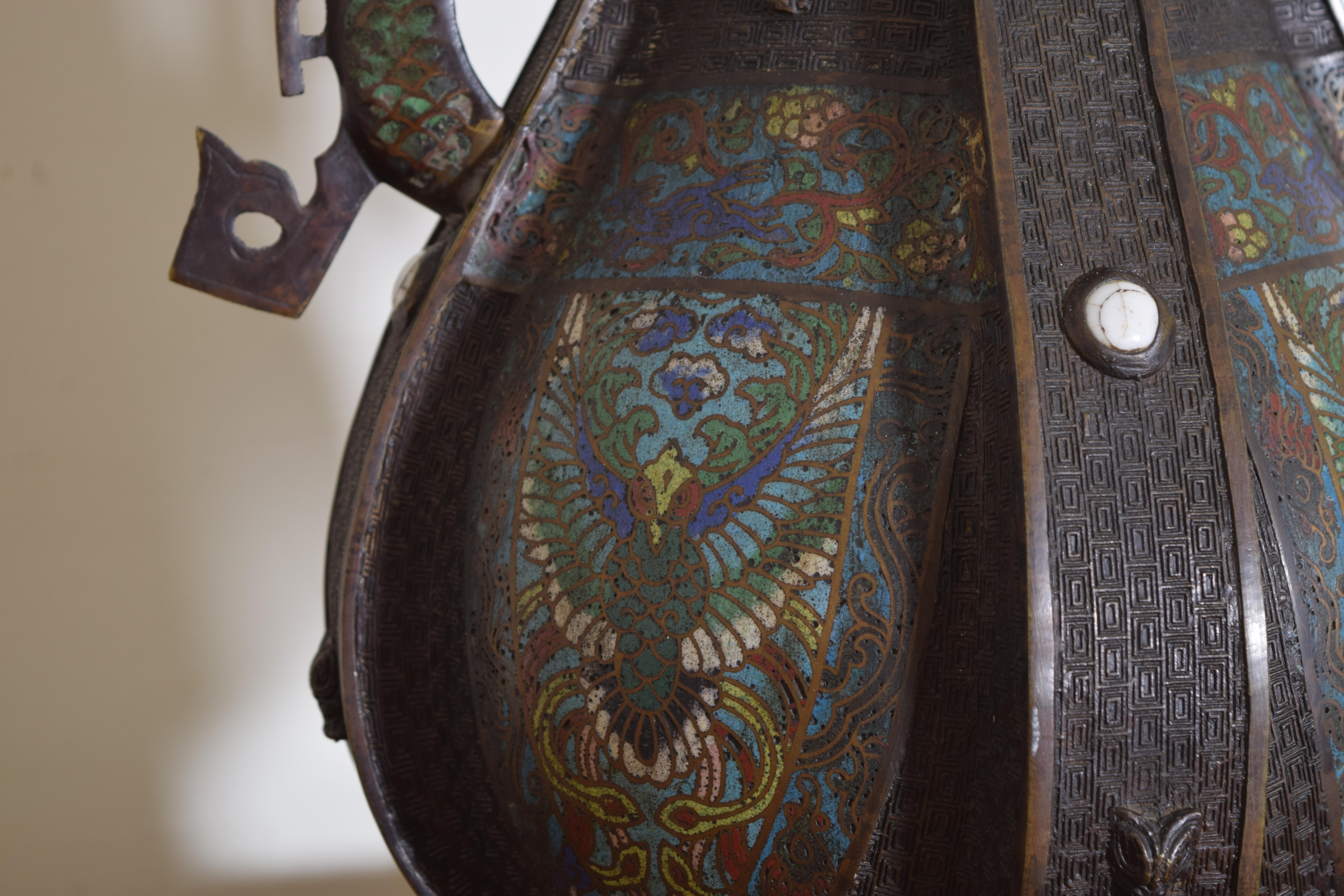 Japanese Cloisonné Dragon Handle Vase Mounted as a Table Lamp, ca. 1900 For Sale 2