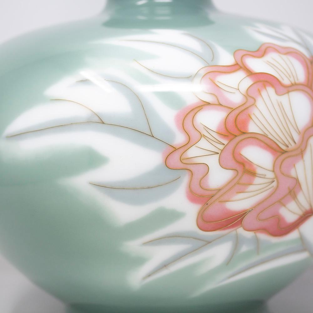 Japanese Cloisonne Enamel Abstract Flower Vase with Silver Rims by Ando Company 1