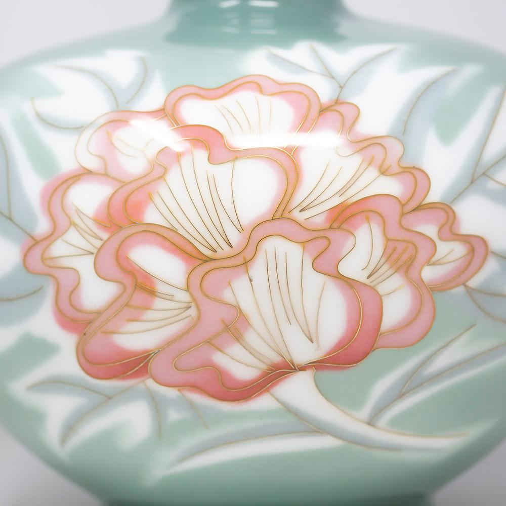 Japanese Cloisonne Enamel Abstract Flower Vase with Silver Rims by Ando Company 2