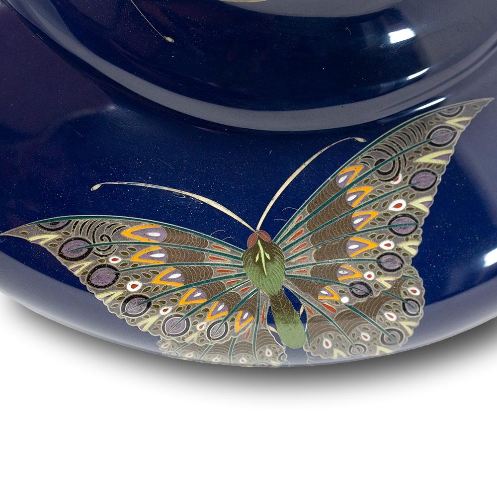 Japanese Cloisonne Enamel Butterfly Vase Hayashi Kodenji For Sale 7