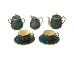 Japanese Cloisonne Enamel Ceramic Tea Set Of 7 Pcs