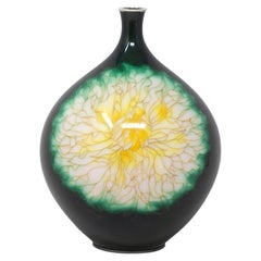 Vintage Japanese Cloisonne Enamel Chrysanthemum Vase Signed Ando Company