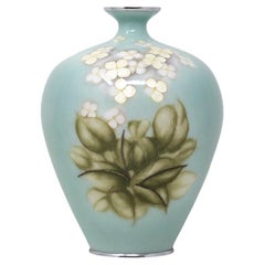 Vase japonais Ginbari en émail cloisonné signé Tamura